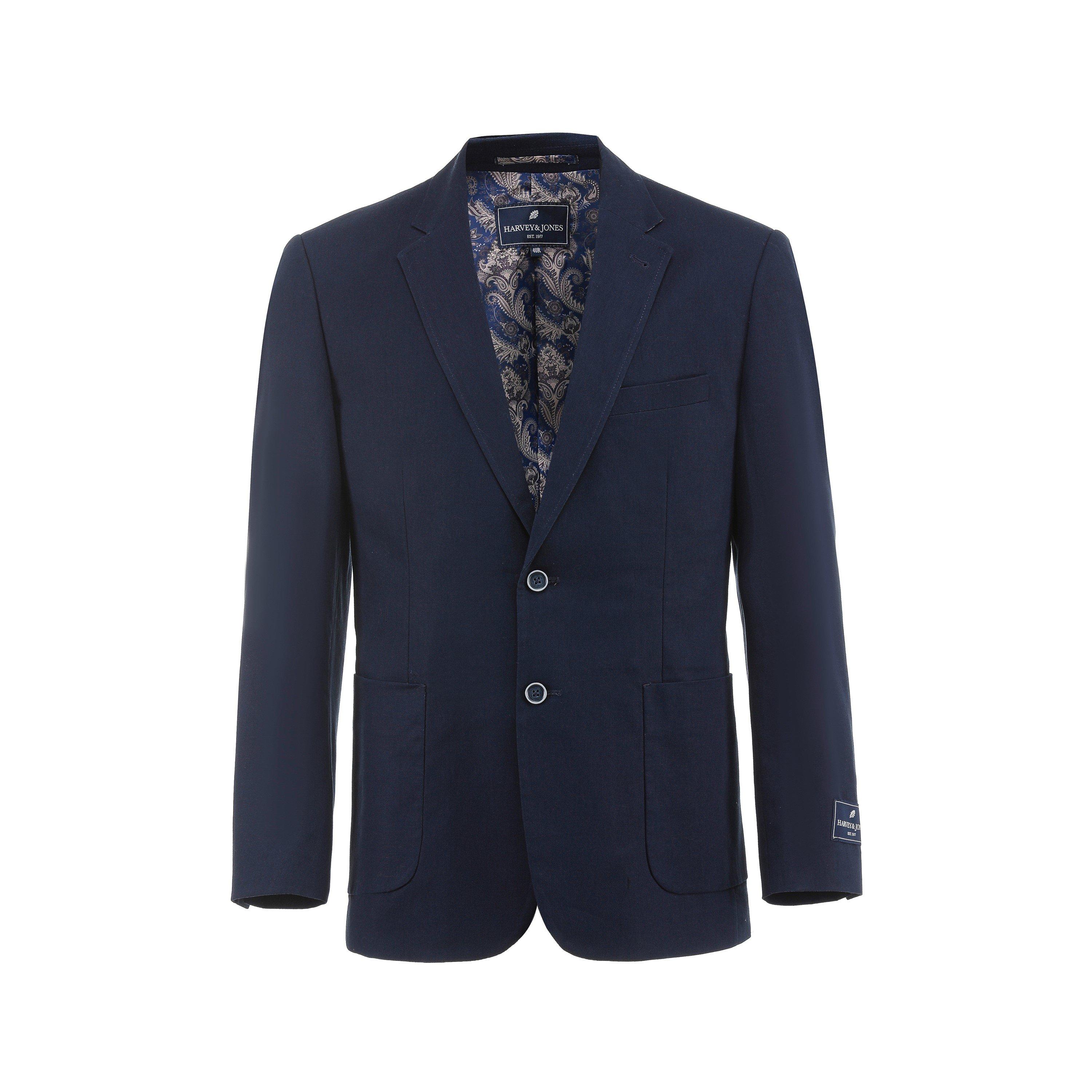 Marineblauw - Harvey and Jones - Men's Viscose Long Sleeve Lapel Blazer