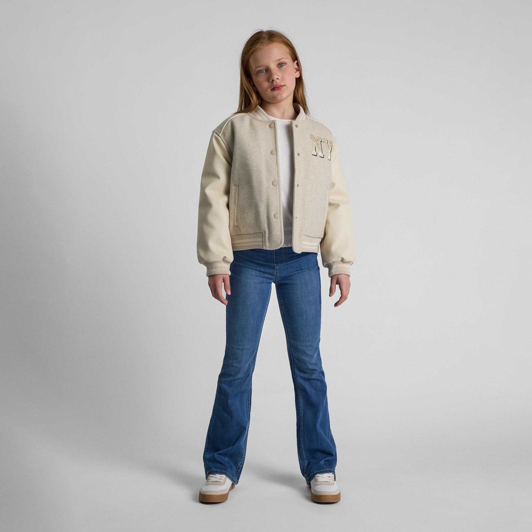 Marmoriertes Beige - Minoti - Girls baseball style jacket with ny patch and faux leather sleeves beige - 2