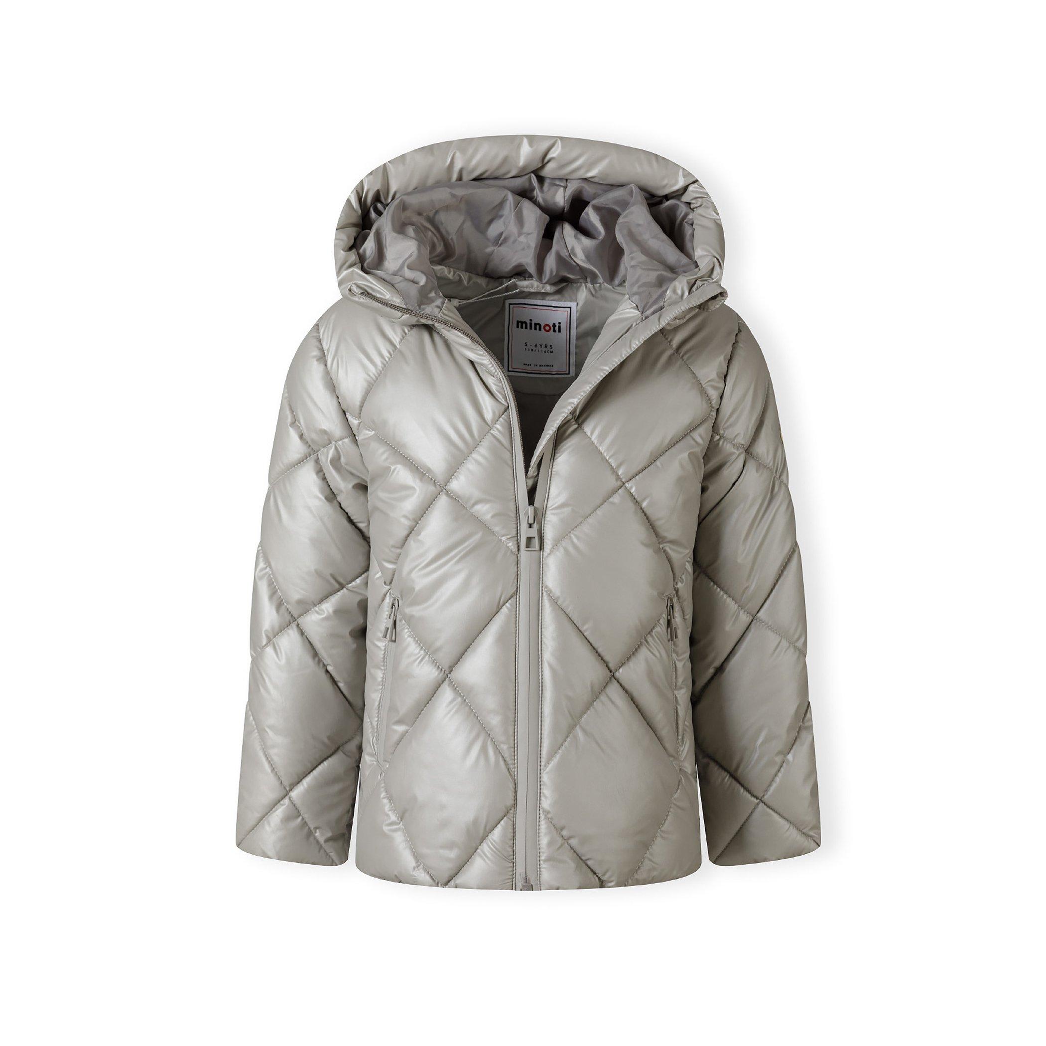 Silver - Minoti - Girls quilted jacket with hood and zip pockets silver - 4
