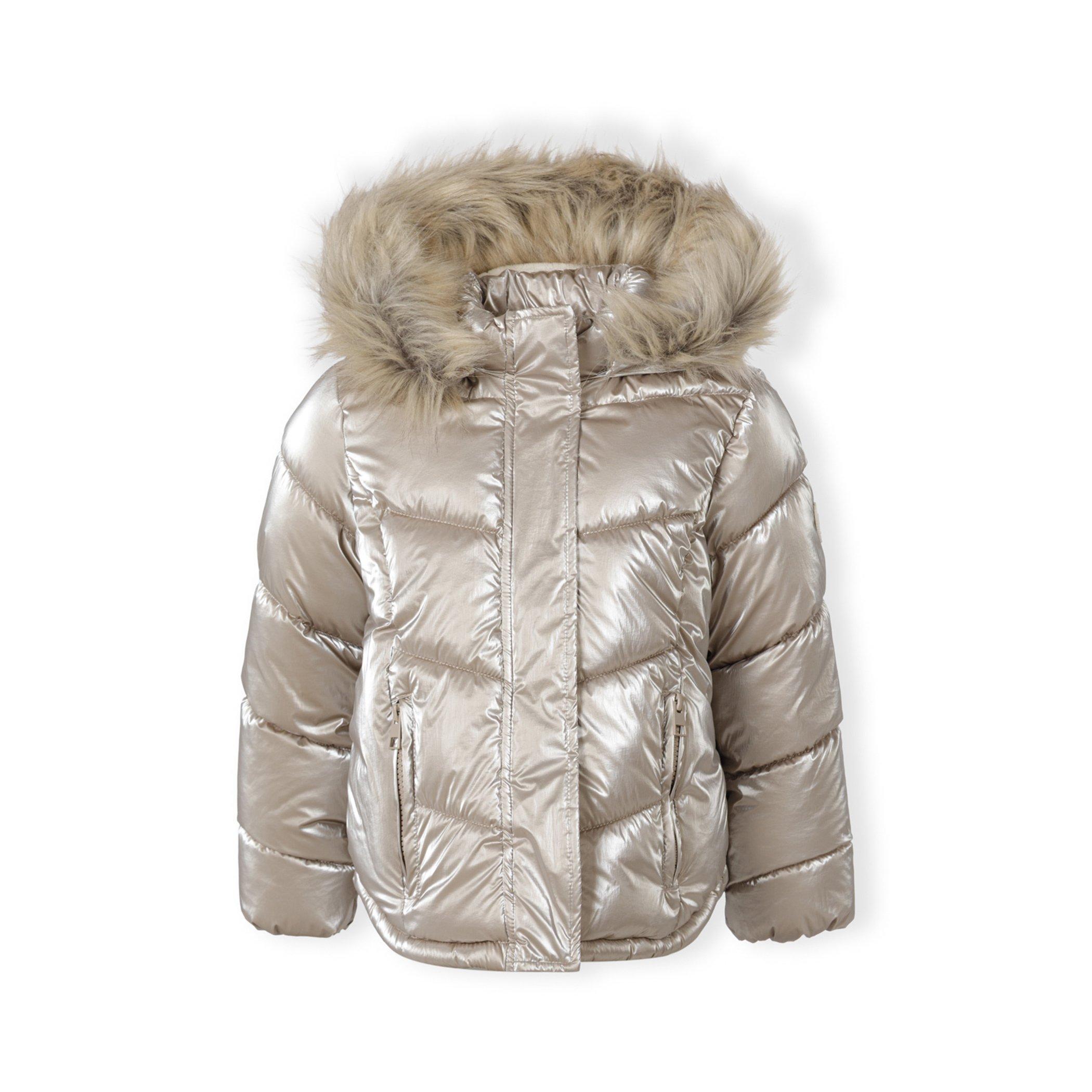 Sand - Minoti - Girls winter jacket metallic finish beige - 1