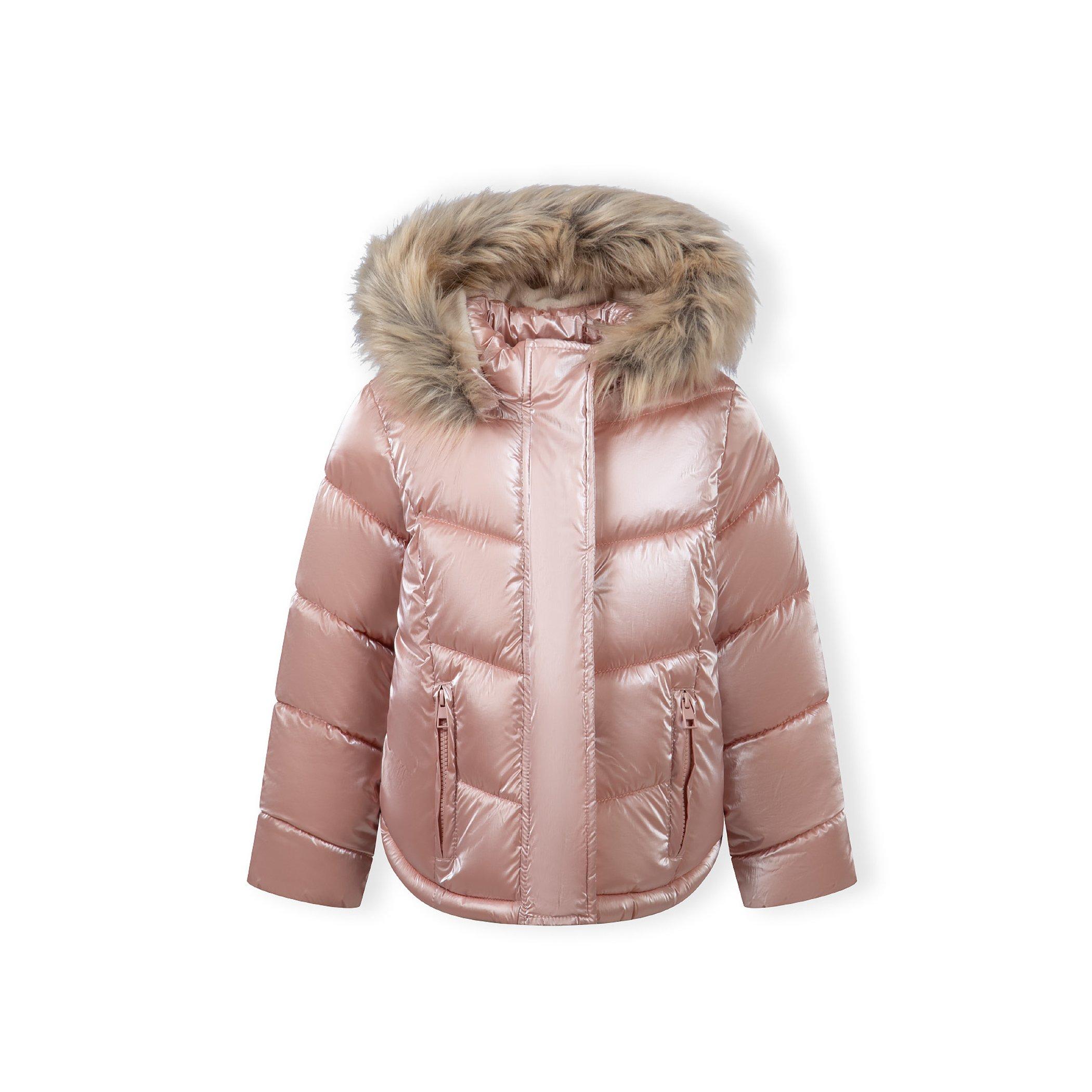 Pink - Minoti - Girls winter jacket with metallic finish and faux fur pink - 1