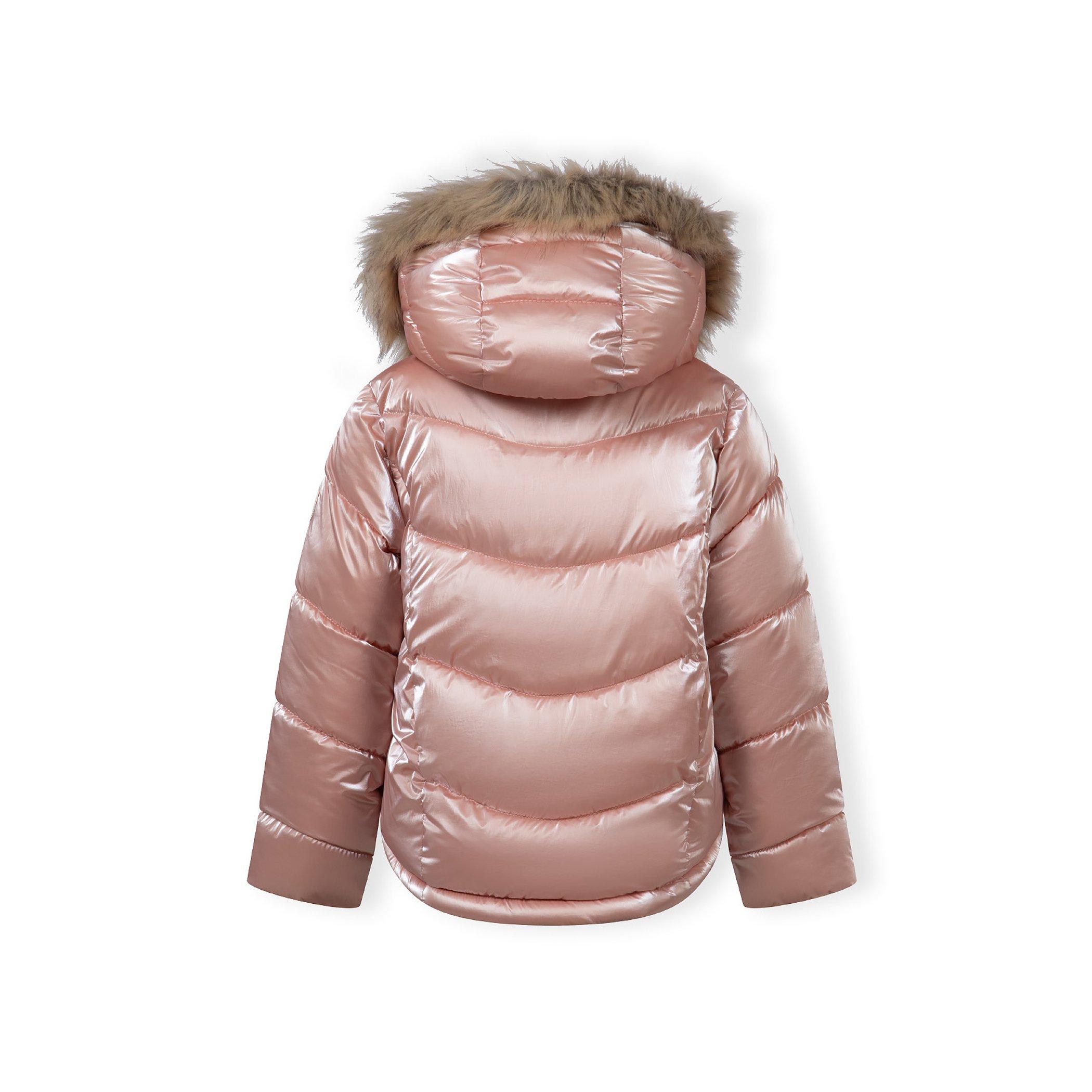 Lyserød - Minoti - Girls winter jacket with metallic finish and faux fur pink - 3