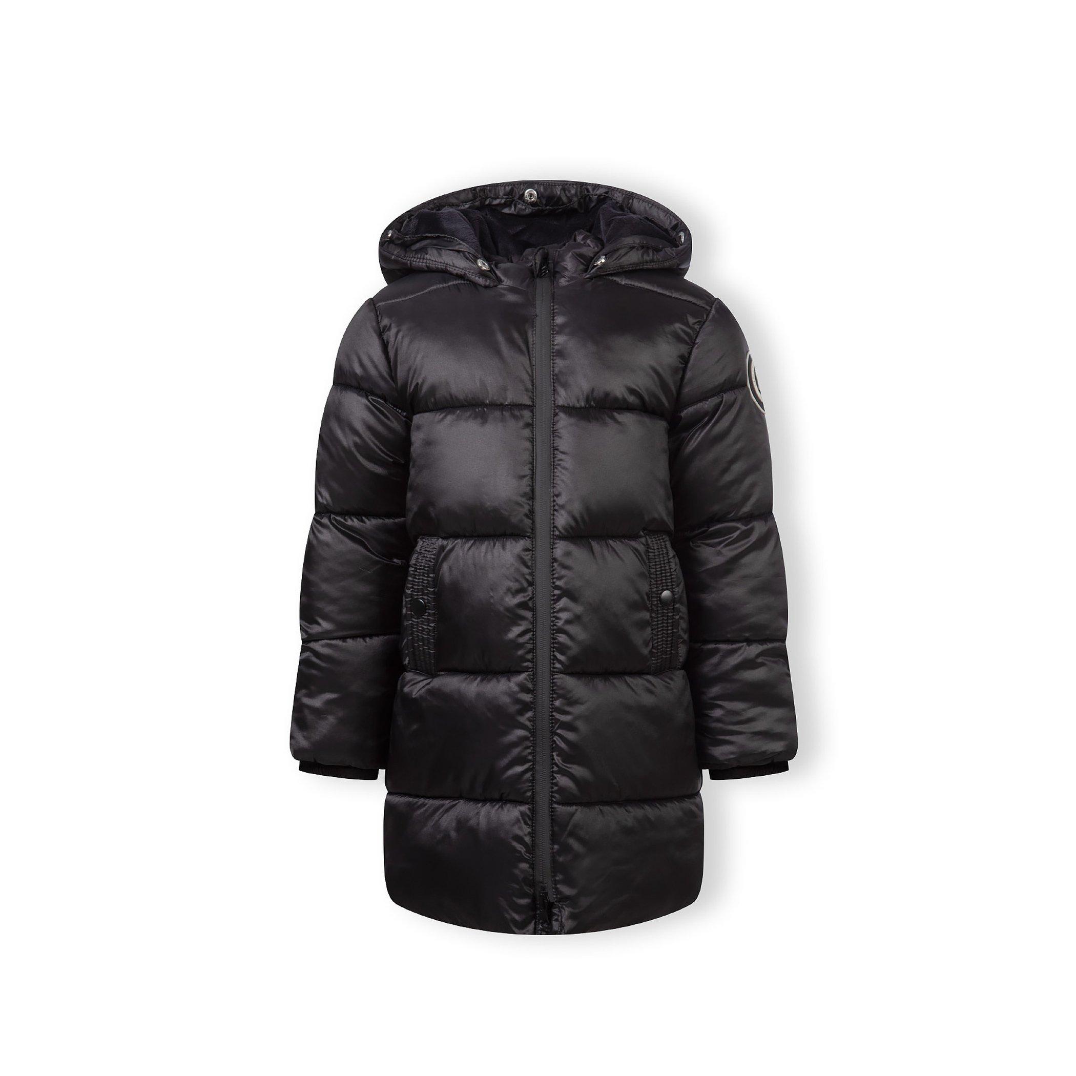 Noir - Minoti - Girls long quilted winter coat hood black - 6