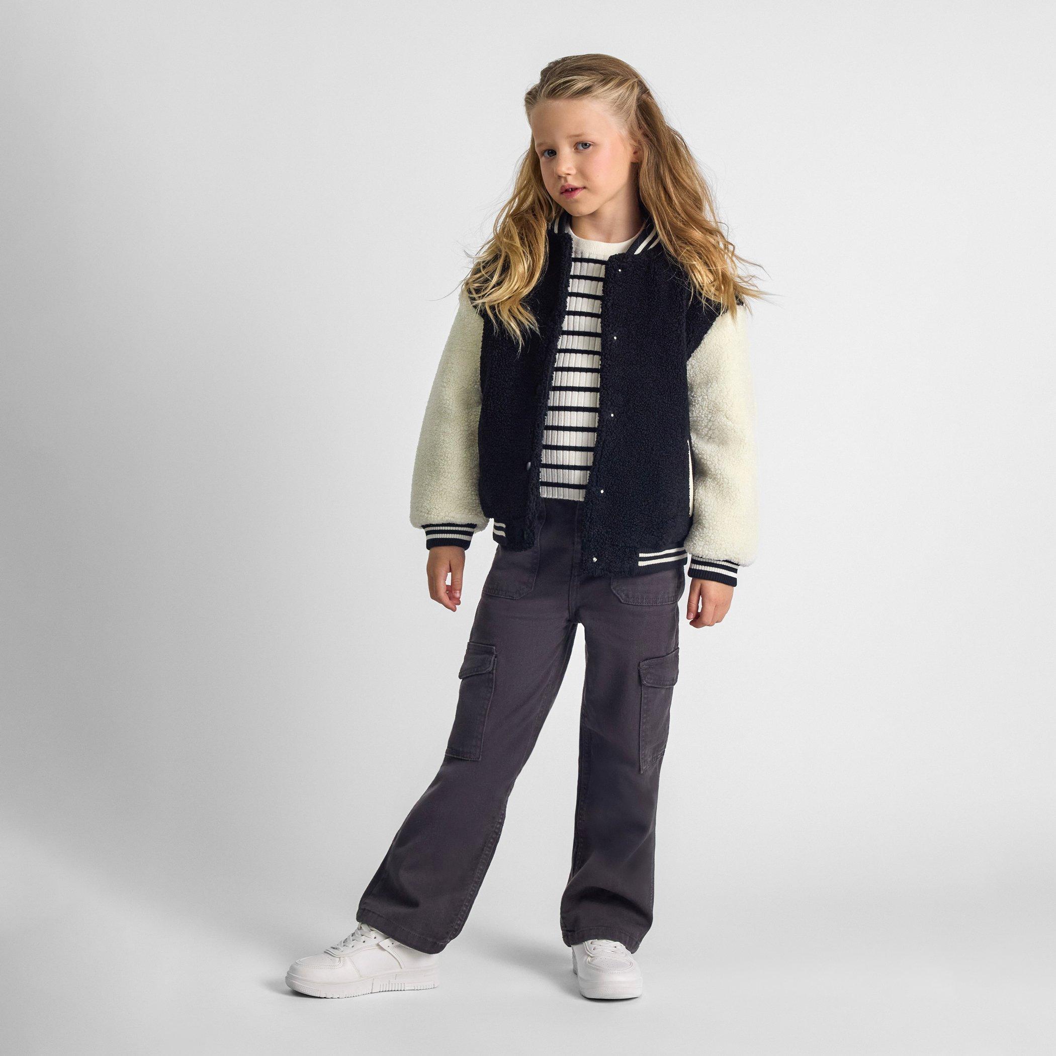 Black - Minoti - Girls baseball jacket with snap closure black - 2