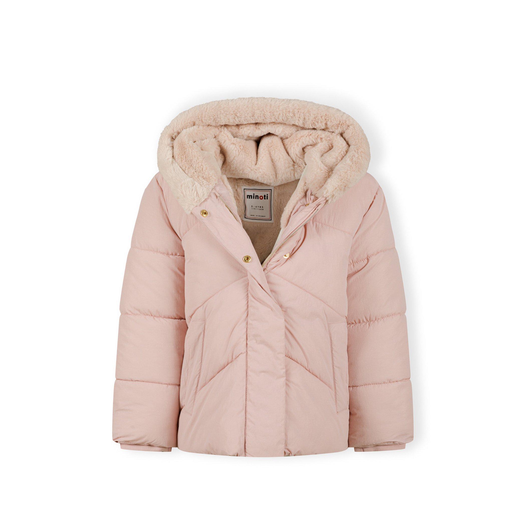Lyserød - Minoti - Girls warm padded jacket with hood pink - 5