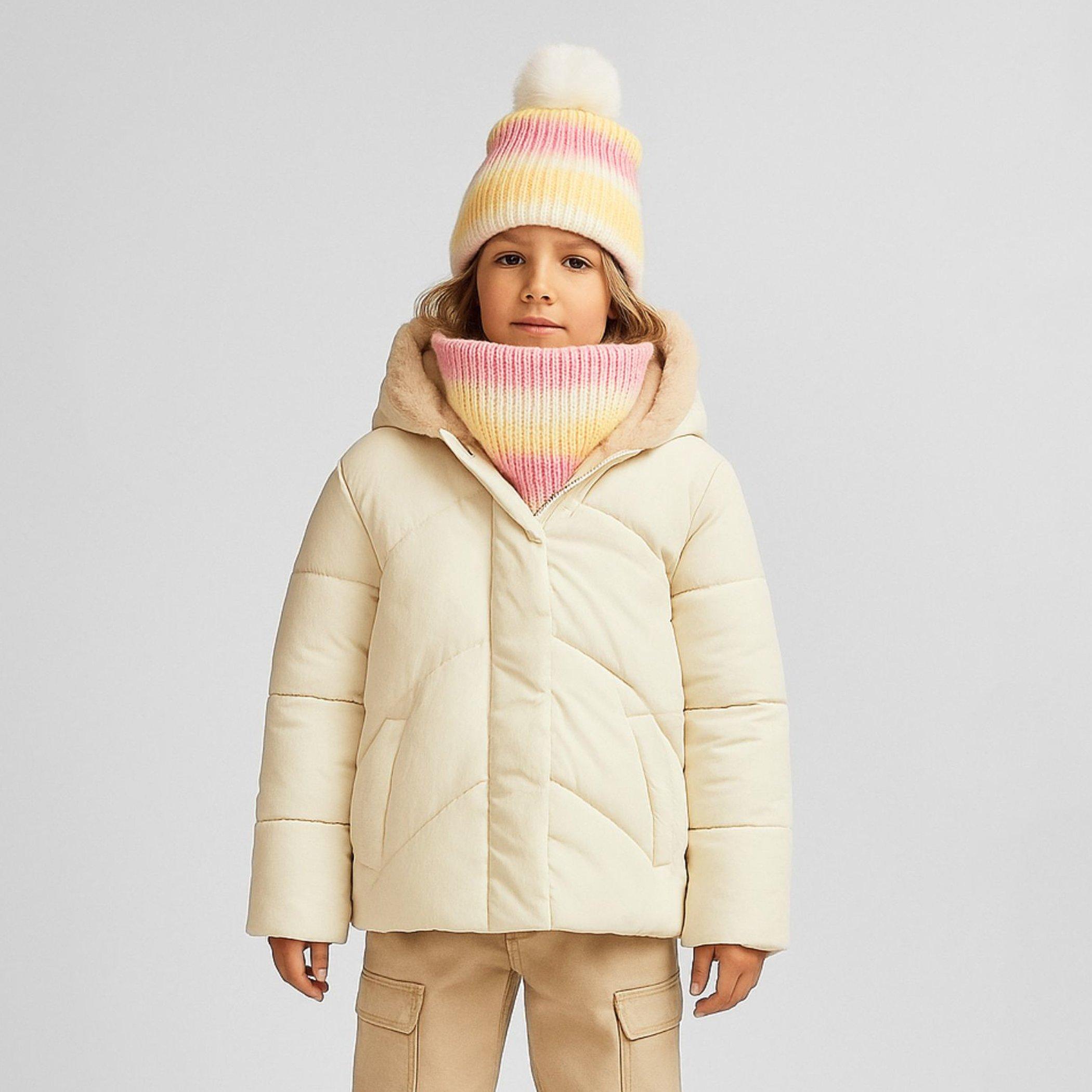 Stone - Minoti - Girls warm padded jacket with hood grey - 2