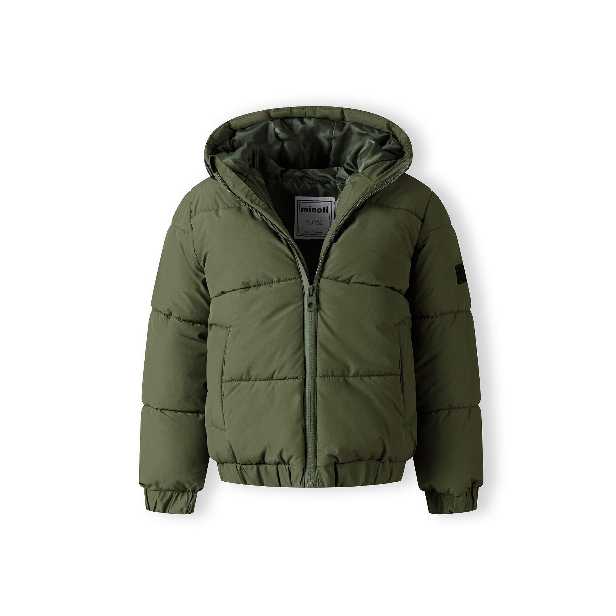 Khaki - Minoti - Boys ripstop jacket with high collar and elastic cuffs khaki - 5