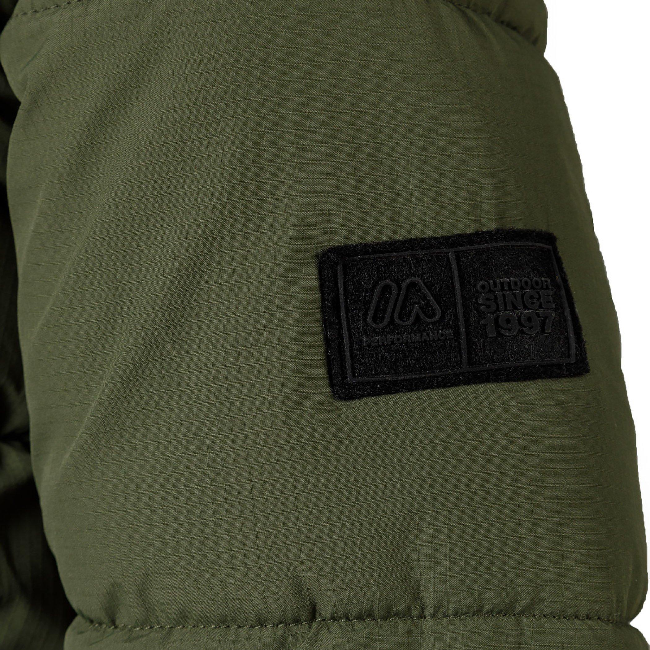 Khaki - Minoti - Boys ripstop jacket with high collar and elastic cuffs khaki - 6