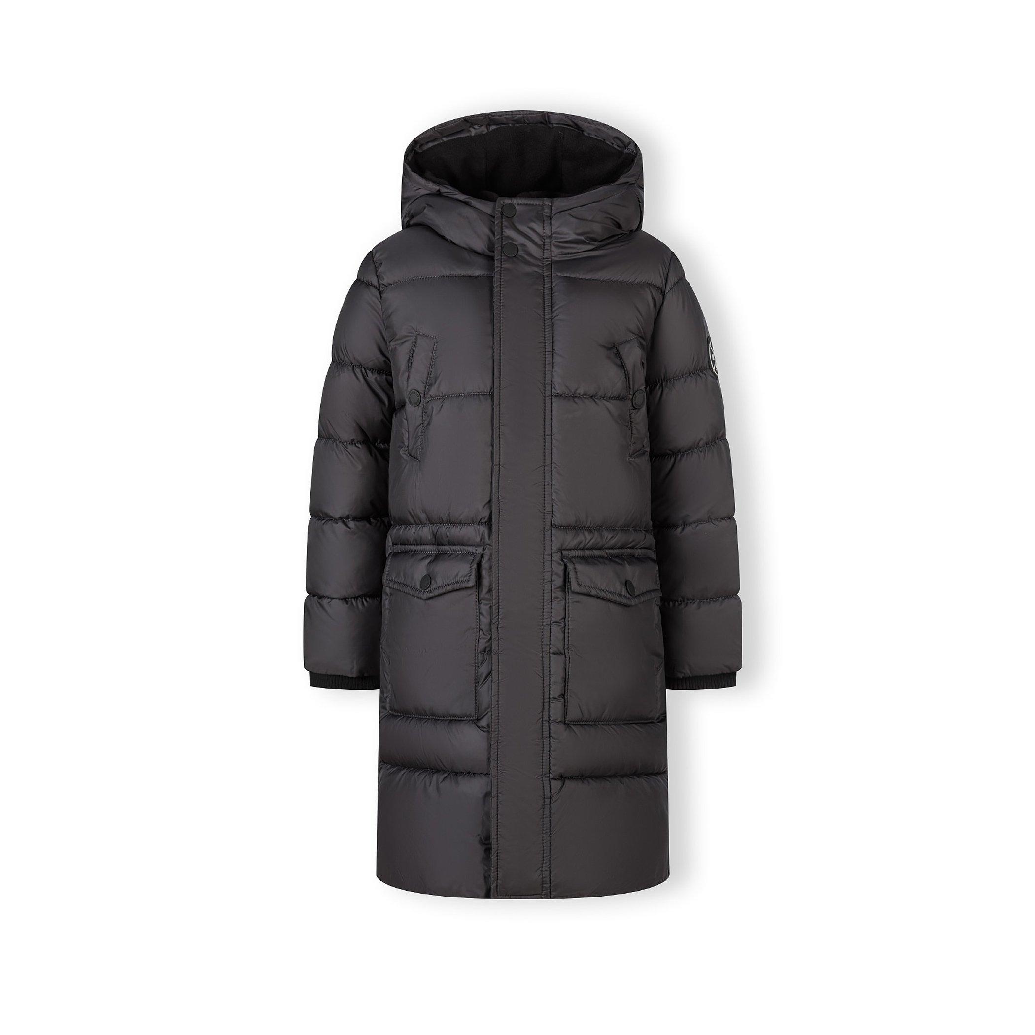 Charcoal - Minoti - Boys long padded coat with hood and snap details grey - 1