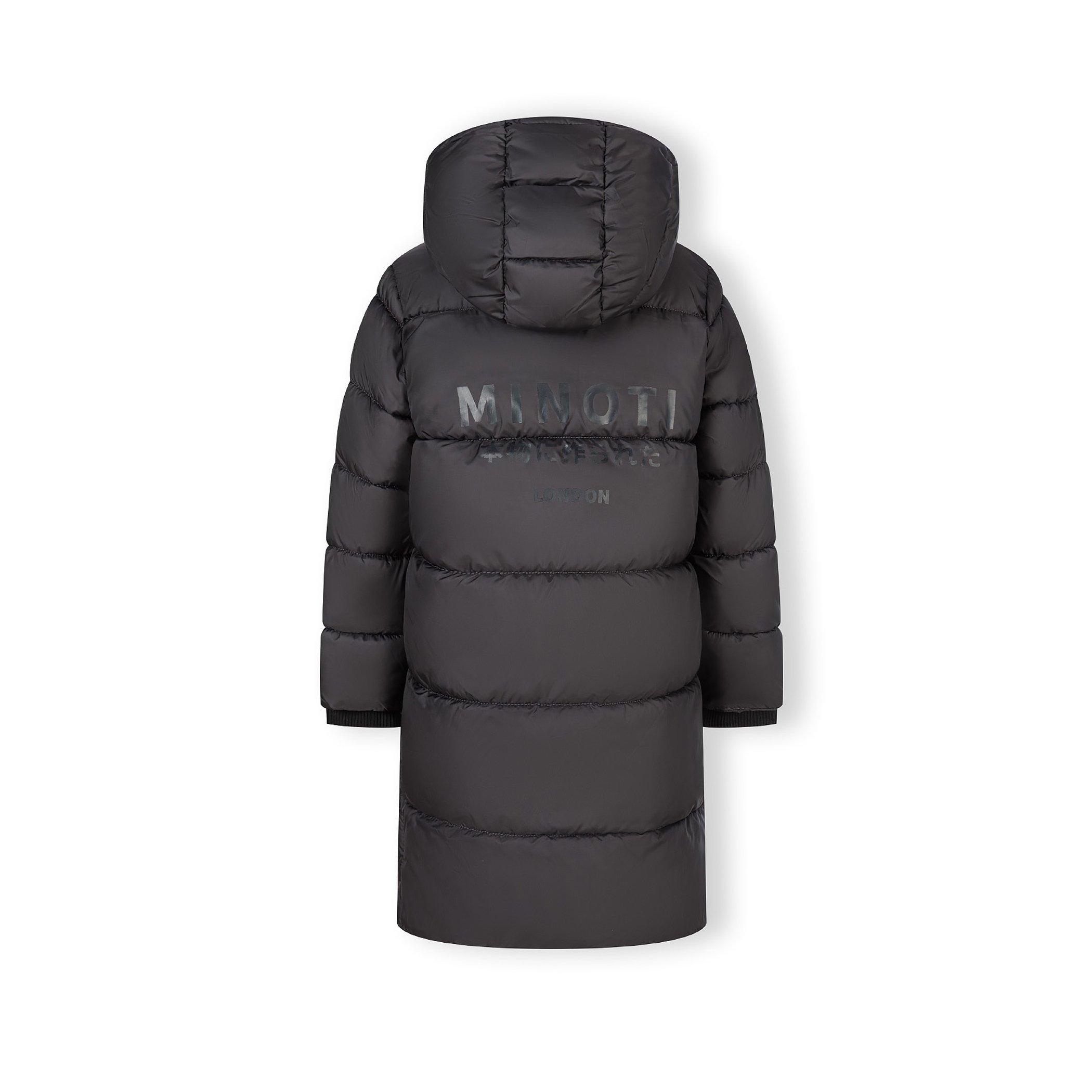 Charcoal - Minoti - Boys long padded coat with hood and snap details grey - 4