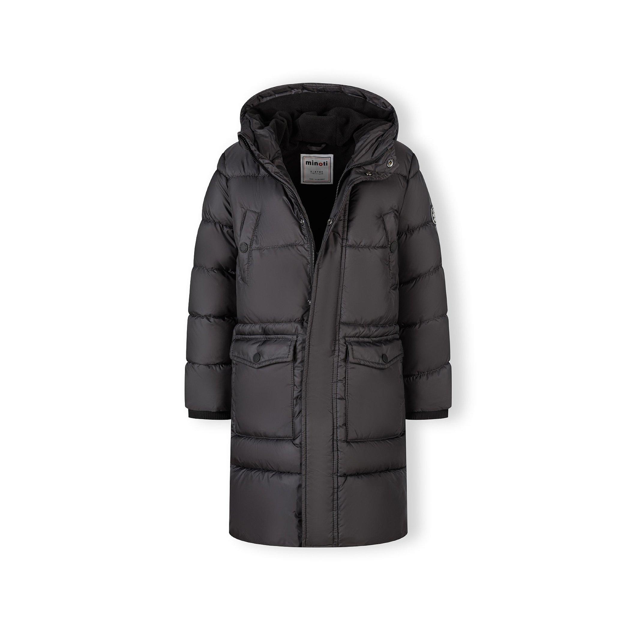 Charcoal - Minoti - Boys long padded coat with hood and snap details grey - 5