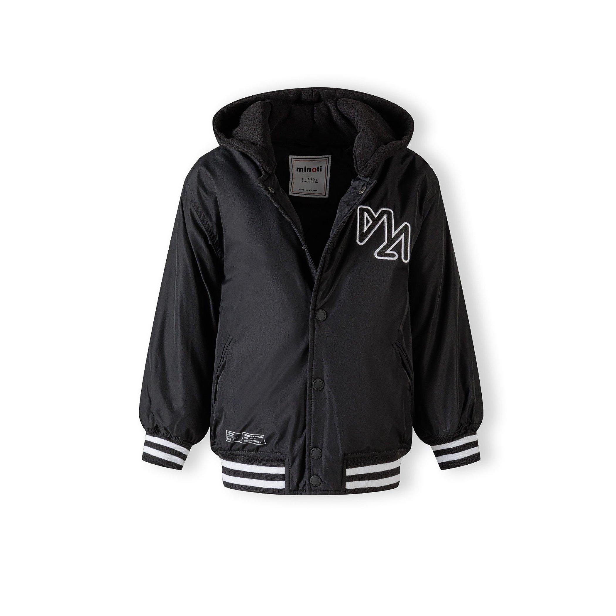 Black - Minoti - Boys baseball style jacket detachable hood black - 4