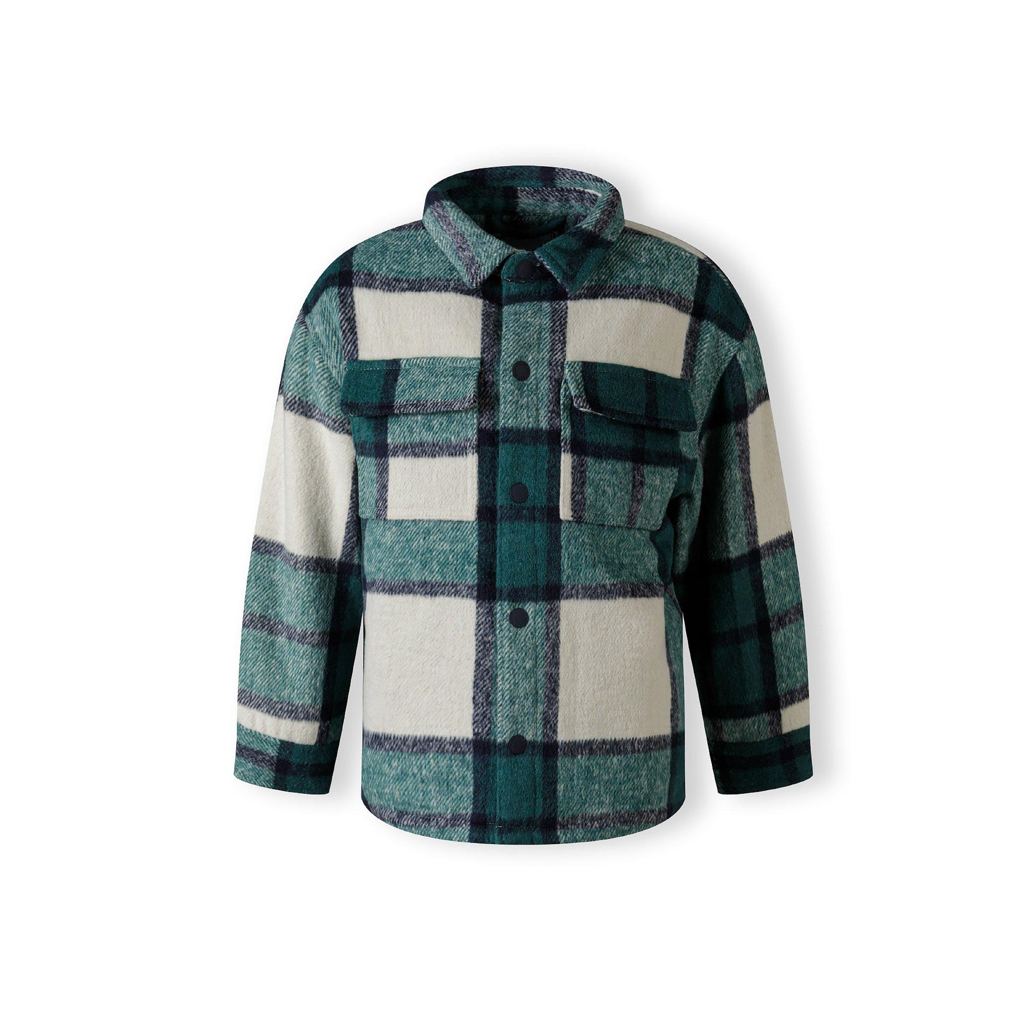 Green - Minoti - Boys padded shirt jacket wool blend green - 1
