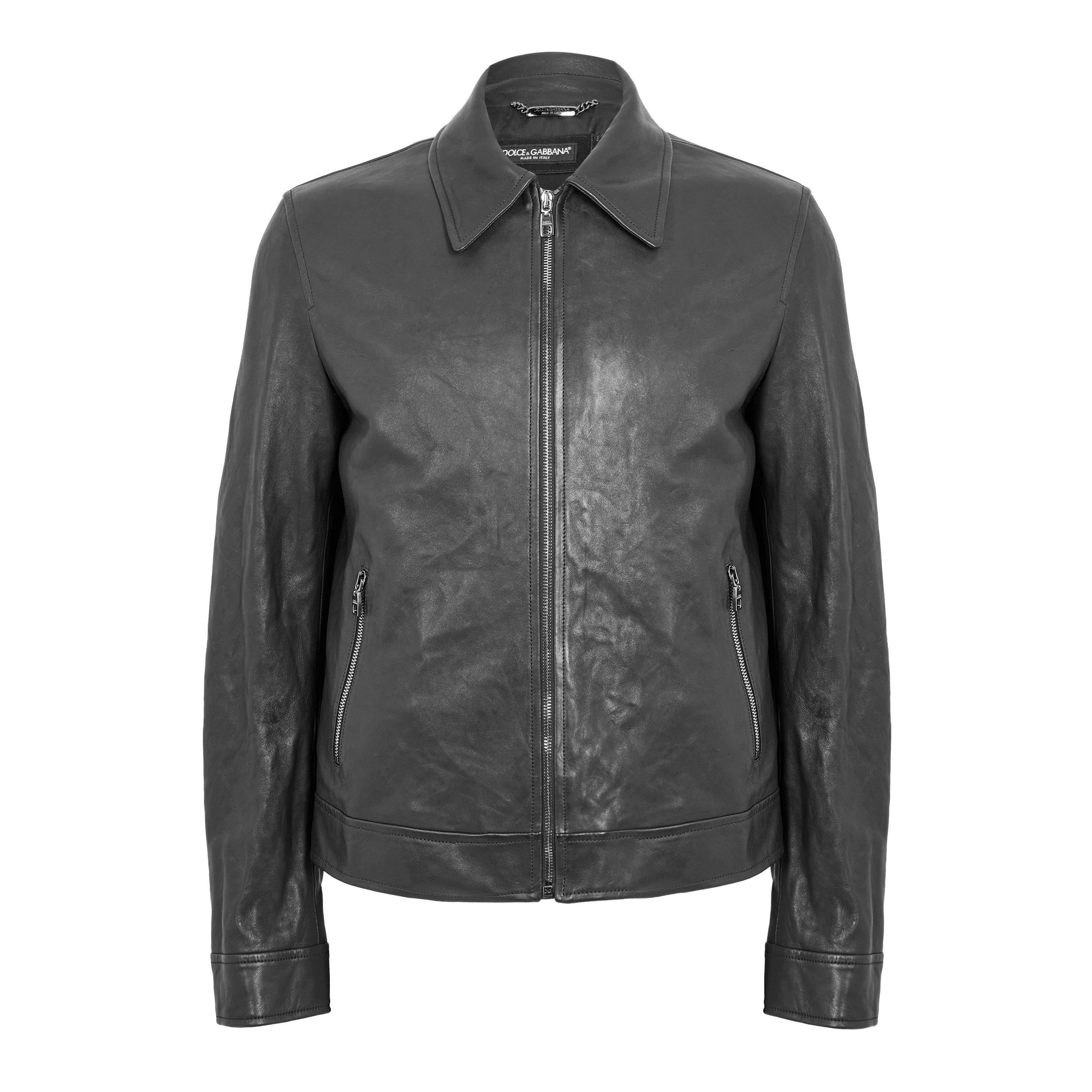 Dolce and Gabbana Men's Zipped Leather Jacket | Flannels