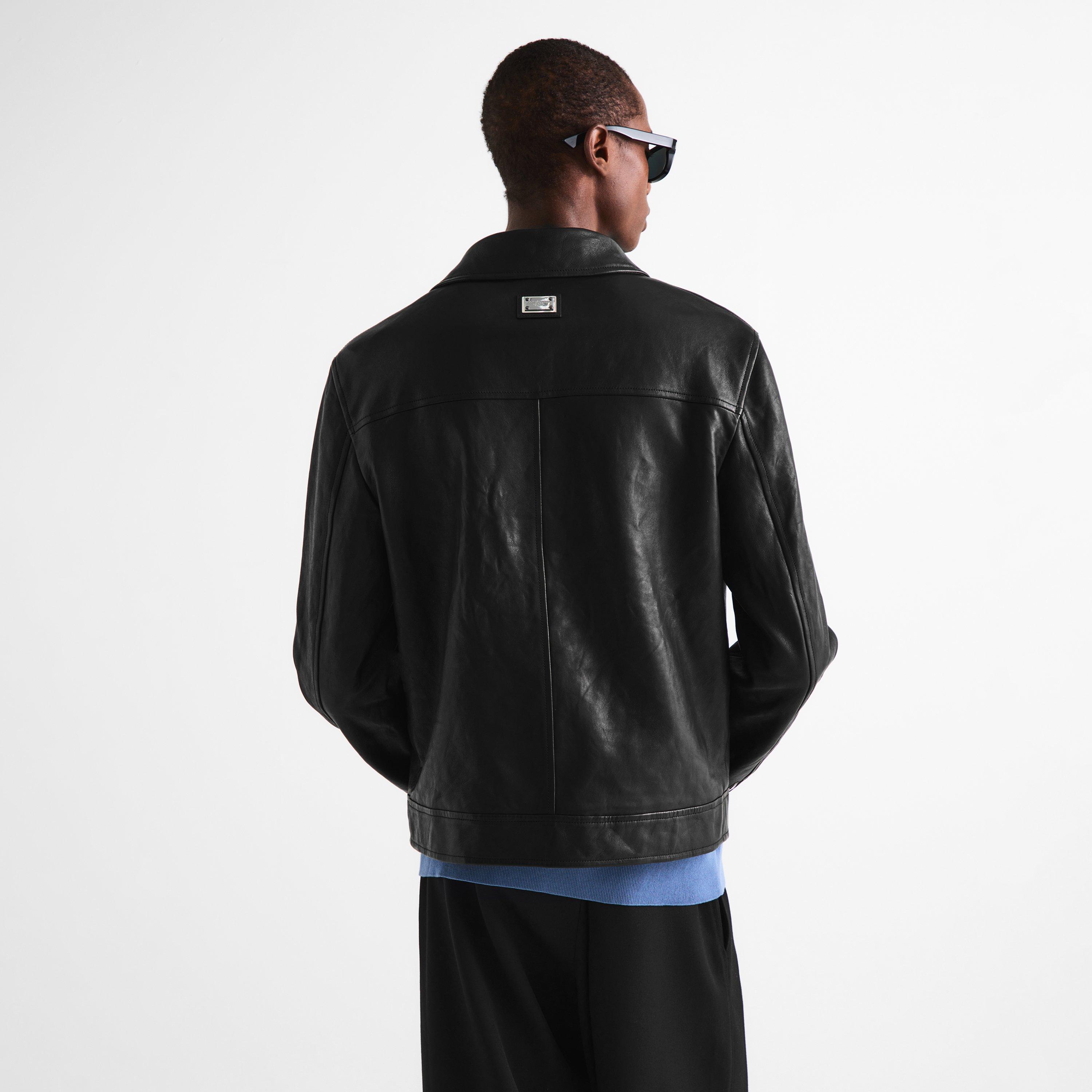 Black - Dolce and Gabbana - Men's Zipped Leather Jacket - 4