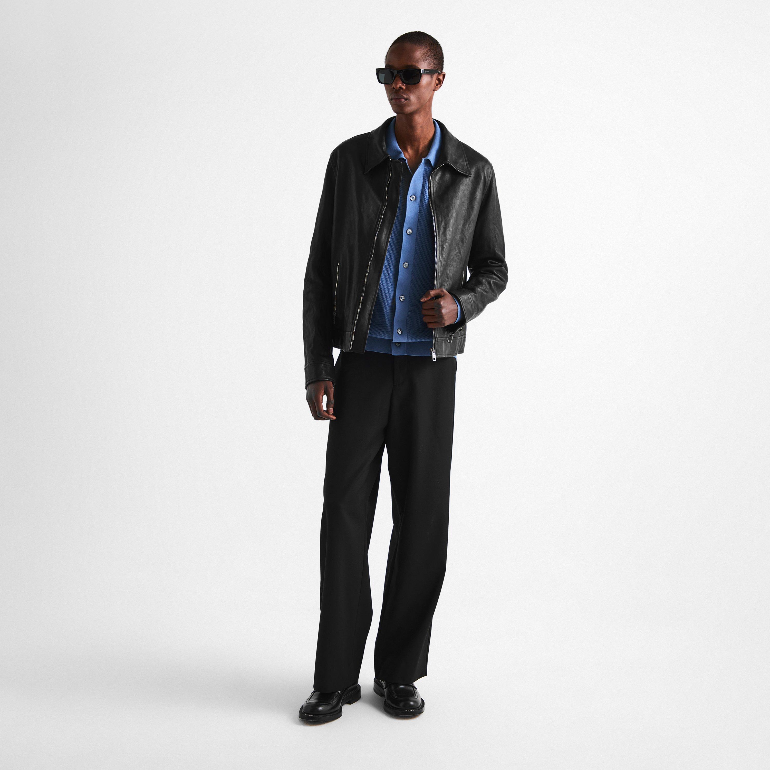 Black - Dolce and Gabbana - Men's Zipped Leather Jacket - 6