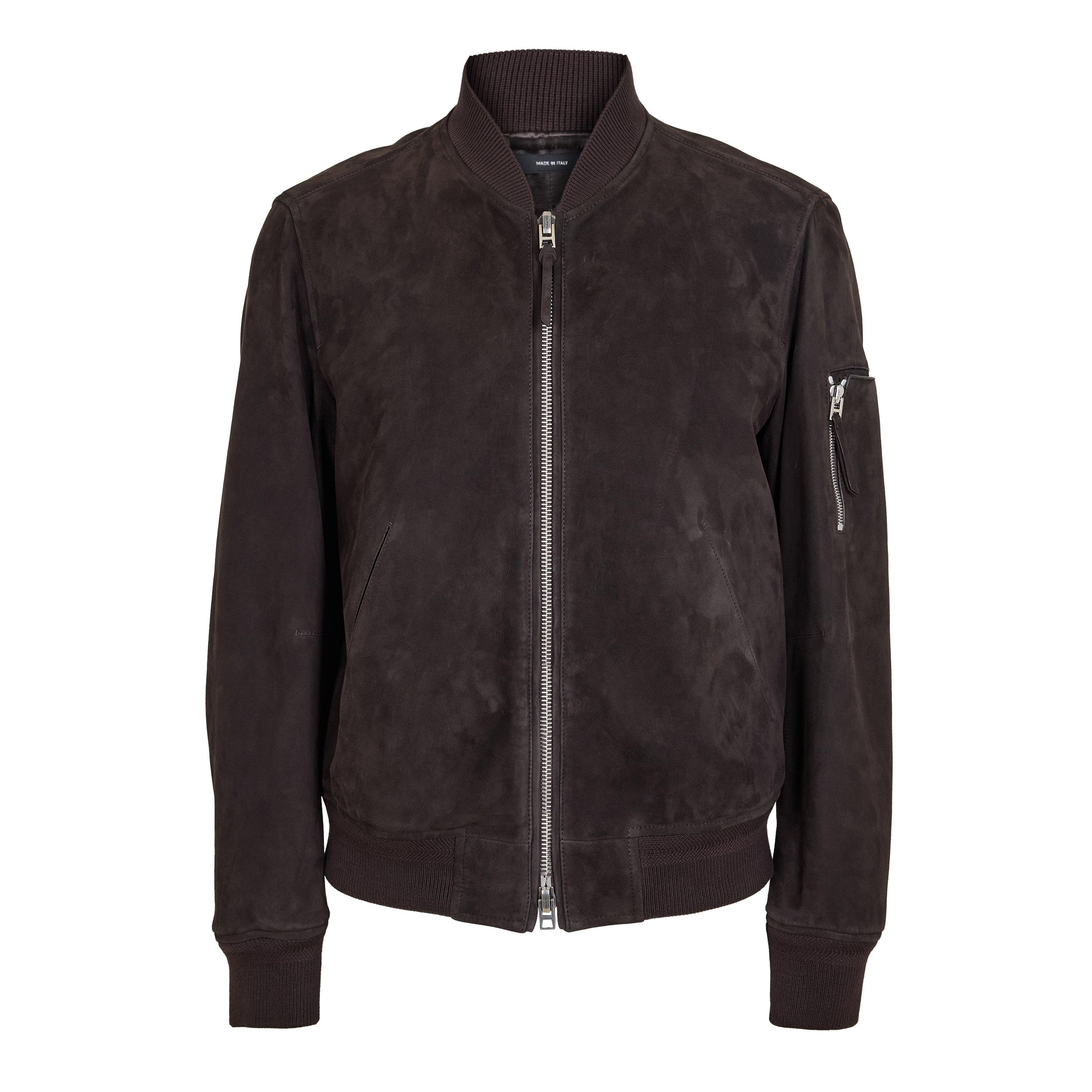 Tom Ford Mens Light Suede Bomber - Chocolate - XL