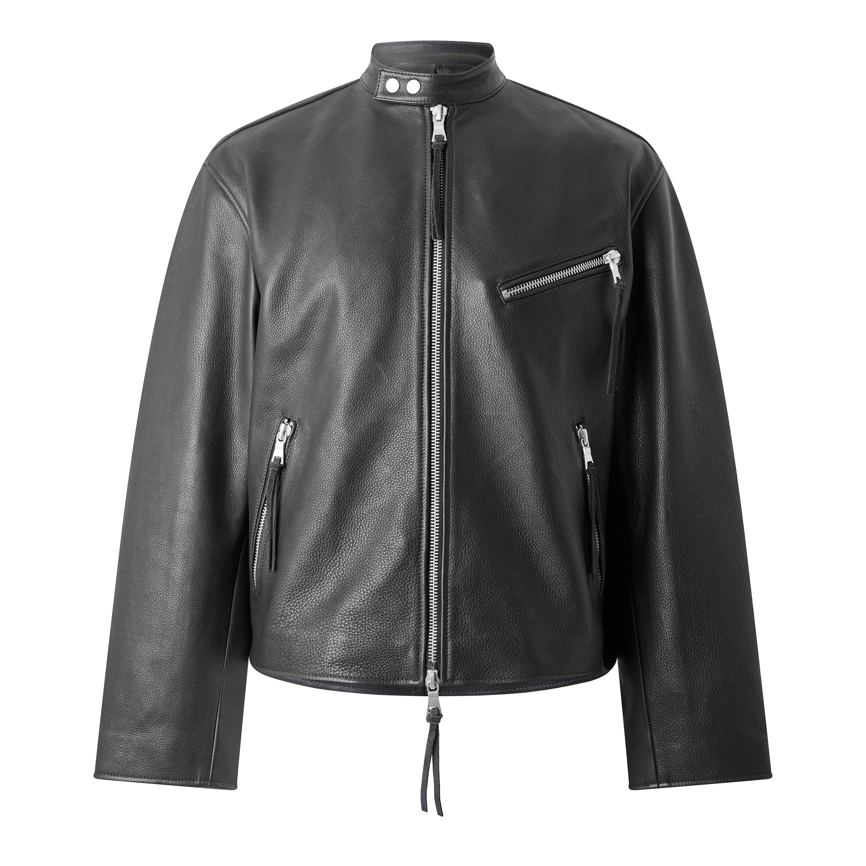 Black - MKI MIYUKI ZOKU - Men's Racer Leather Jacket - 1