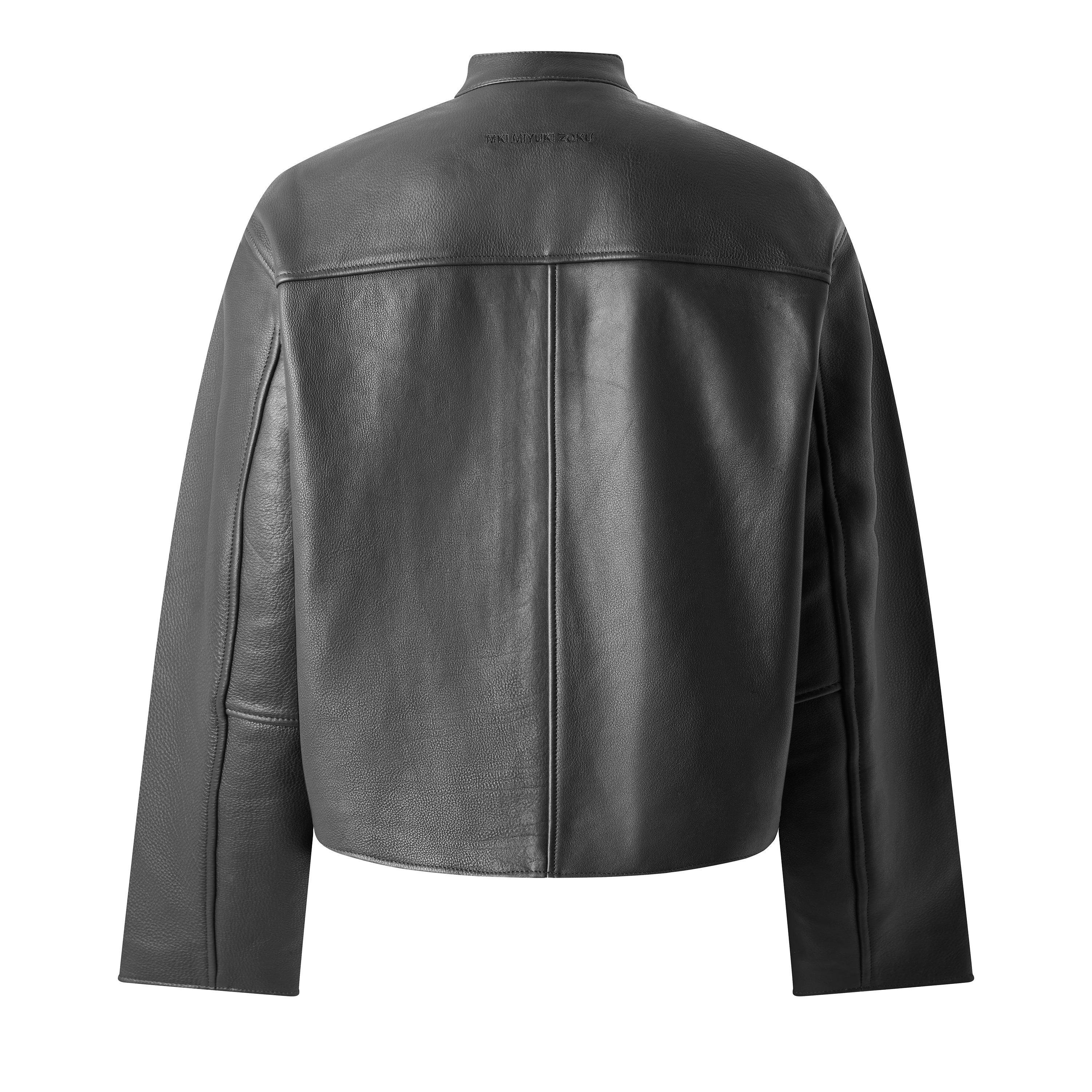 Black - MKI MIYUKI ZOKU - Men's Racer Leather Jacket - 2