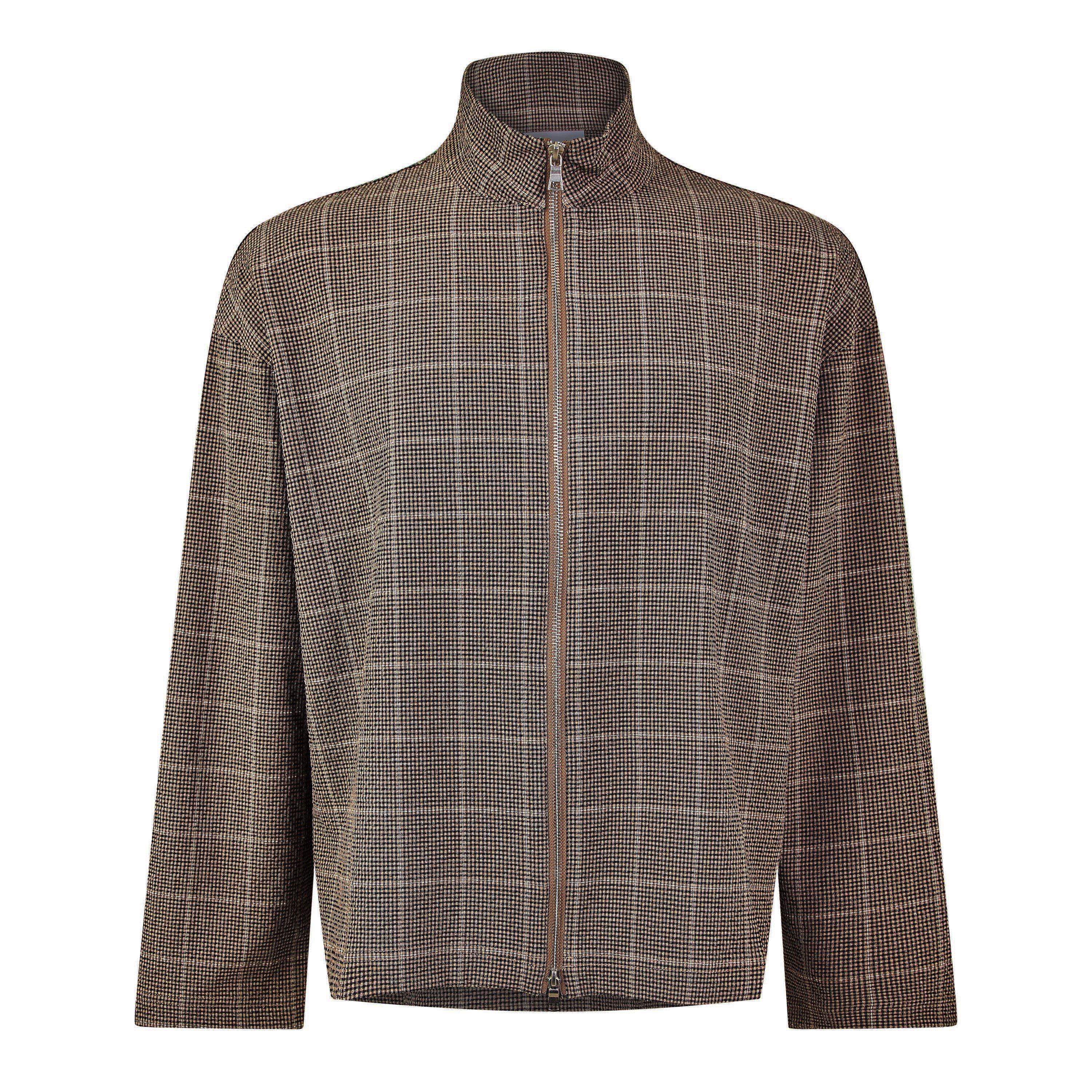 Brown - MKI MIYUKI ZOKU - Men's Check Track Overshirt - 1
