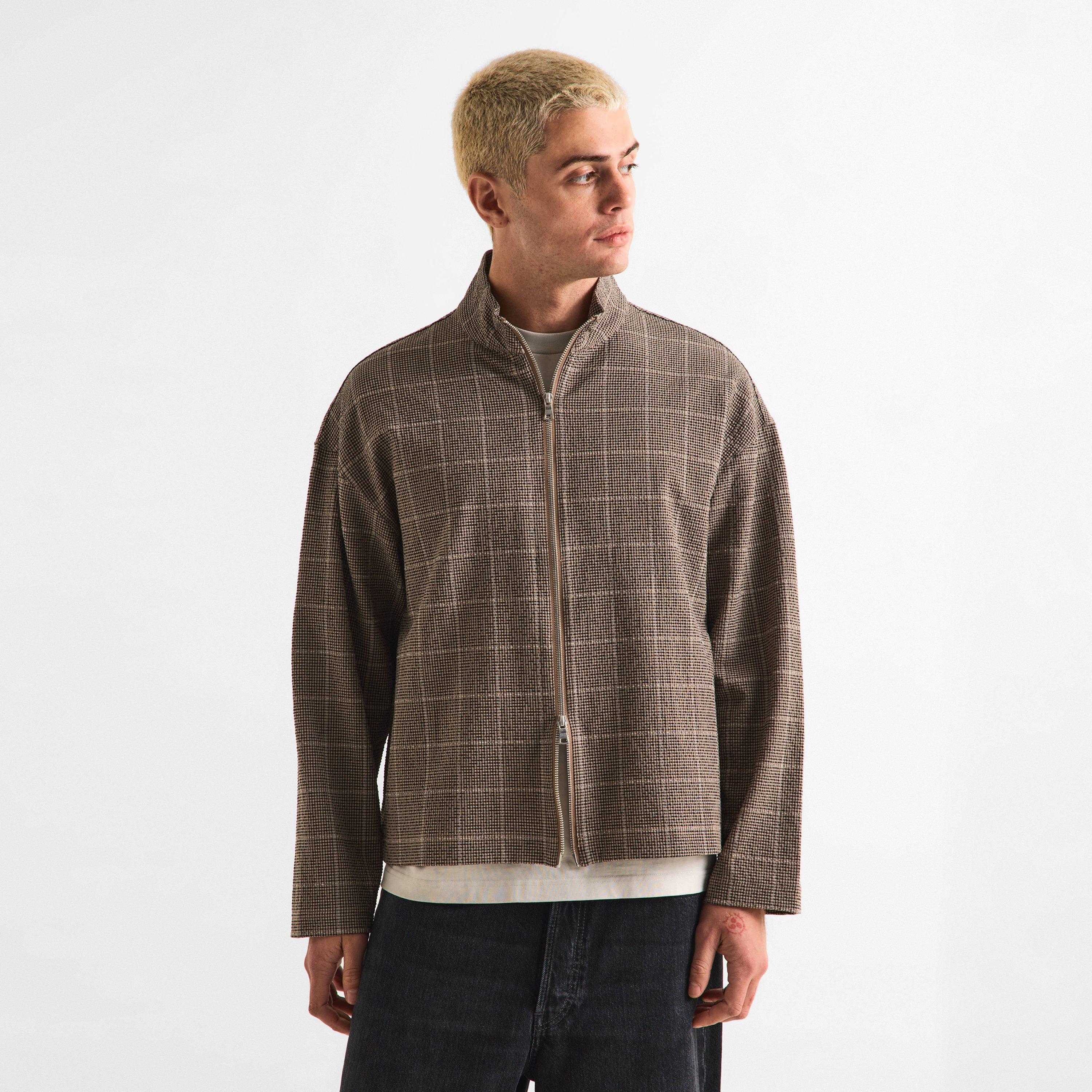 Brown - MKI MIYUKI ZOKU - Men's Check Track Overshirt - 3