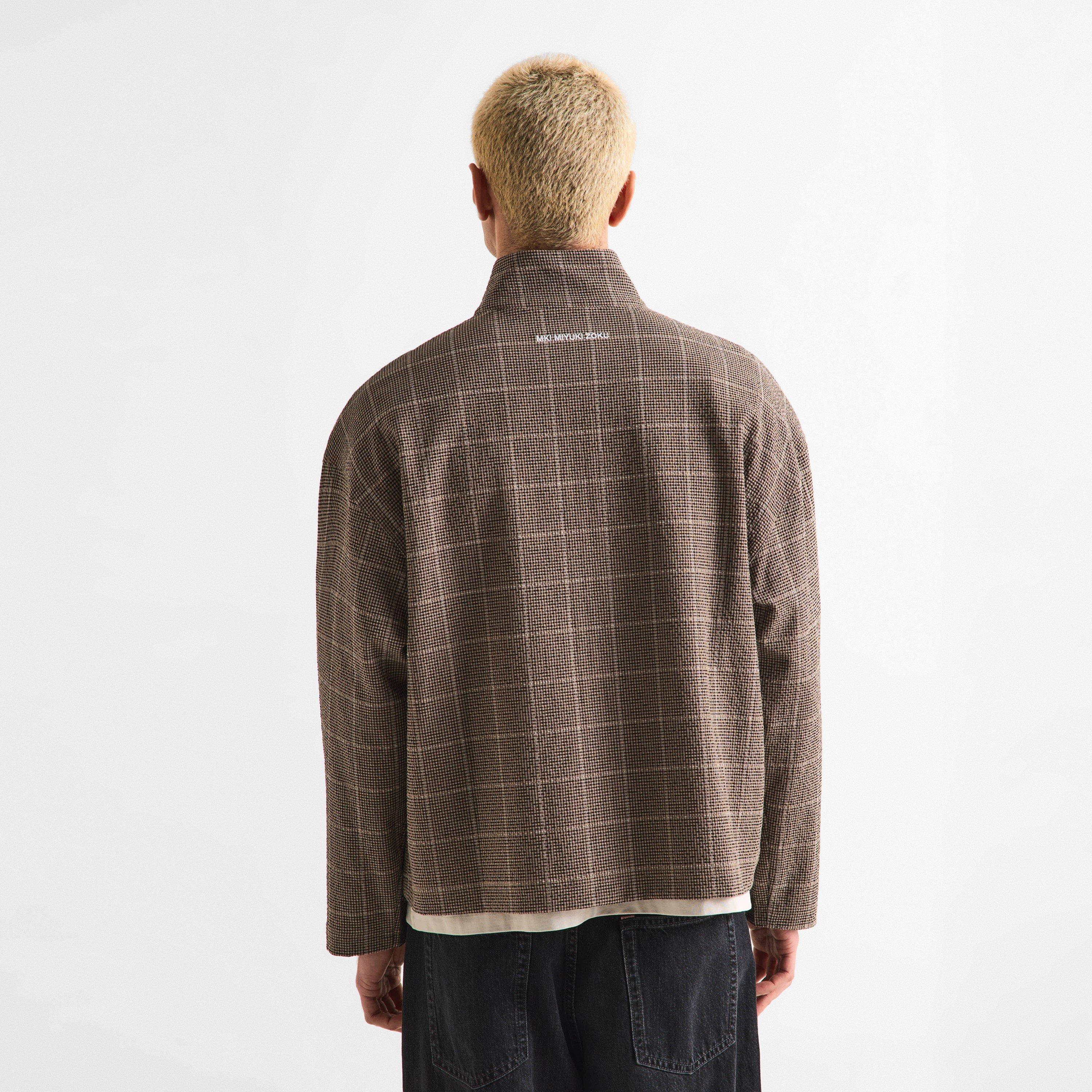 Brown - MKI MIYUKI ZOKU - Men's Check Track Overshirt - 4