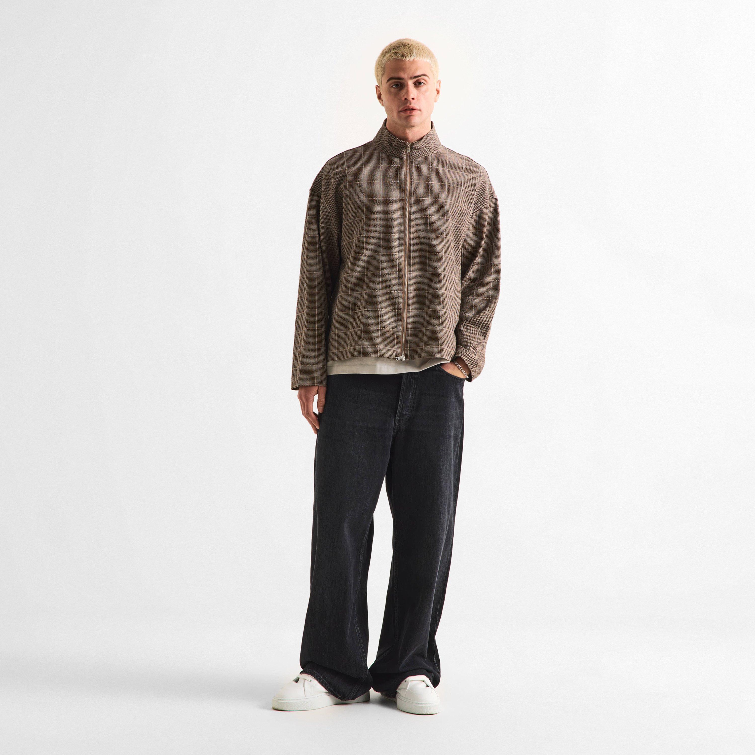 Brown - MKI MIYUKI ZOKU - Men's Check Track Overshirt - 5