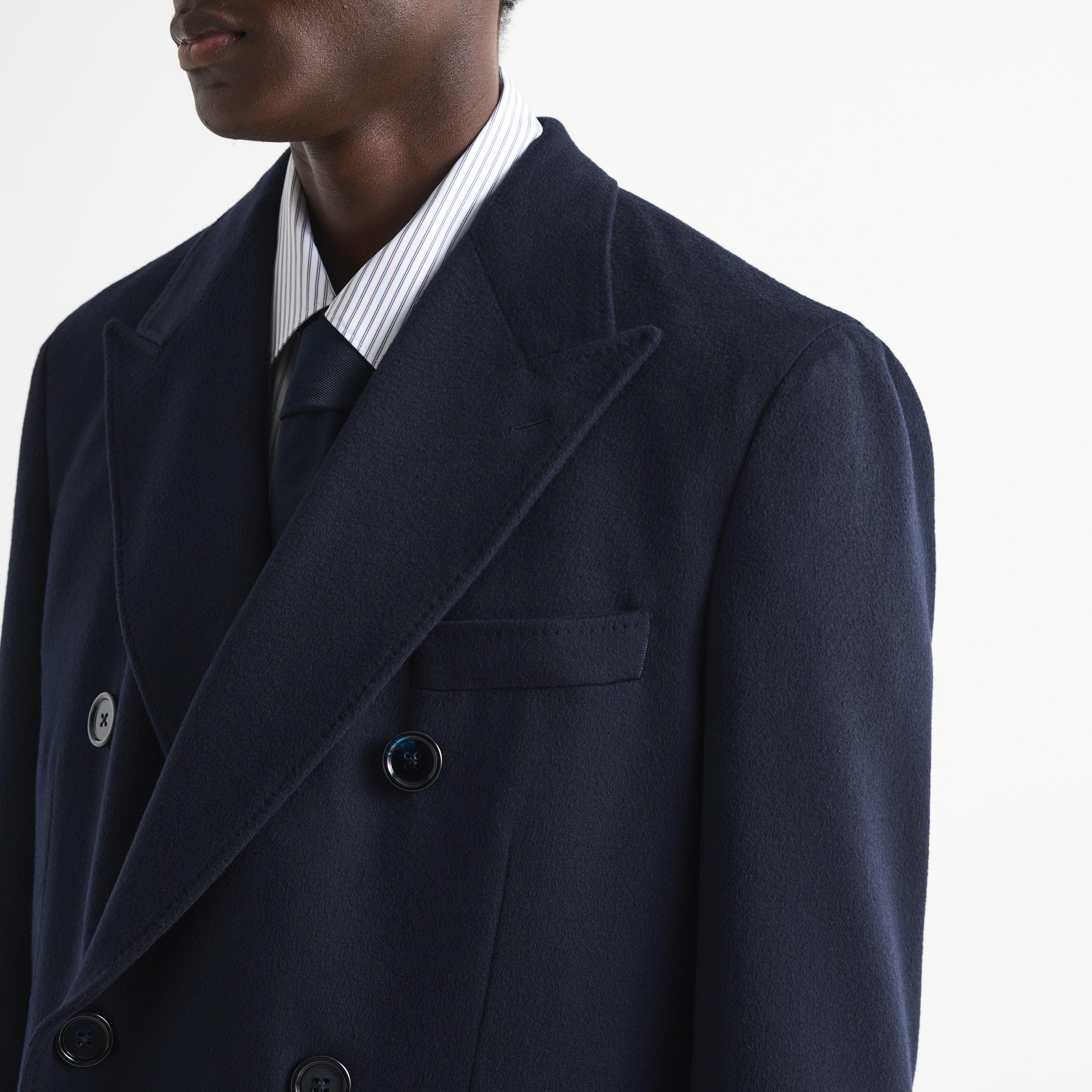 Navy - Dolce and Gabbana - Men's Sartoria Wool Double-Breasted Tailored-Fit Pea Coat - 5