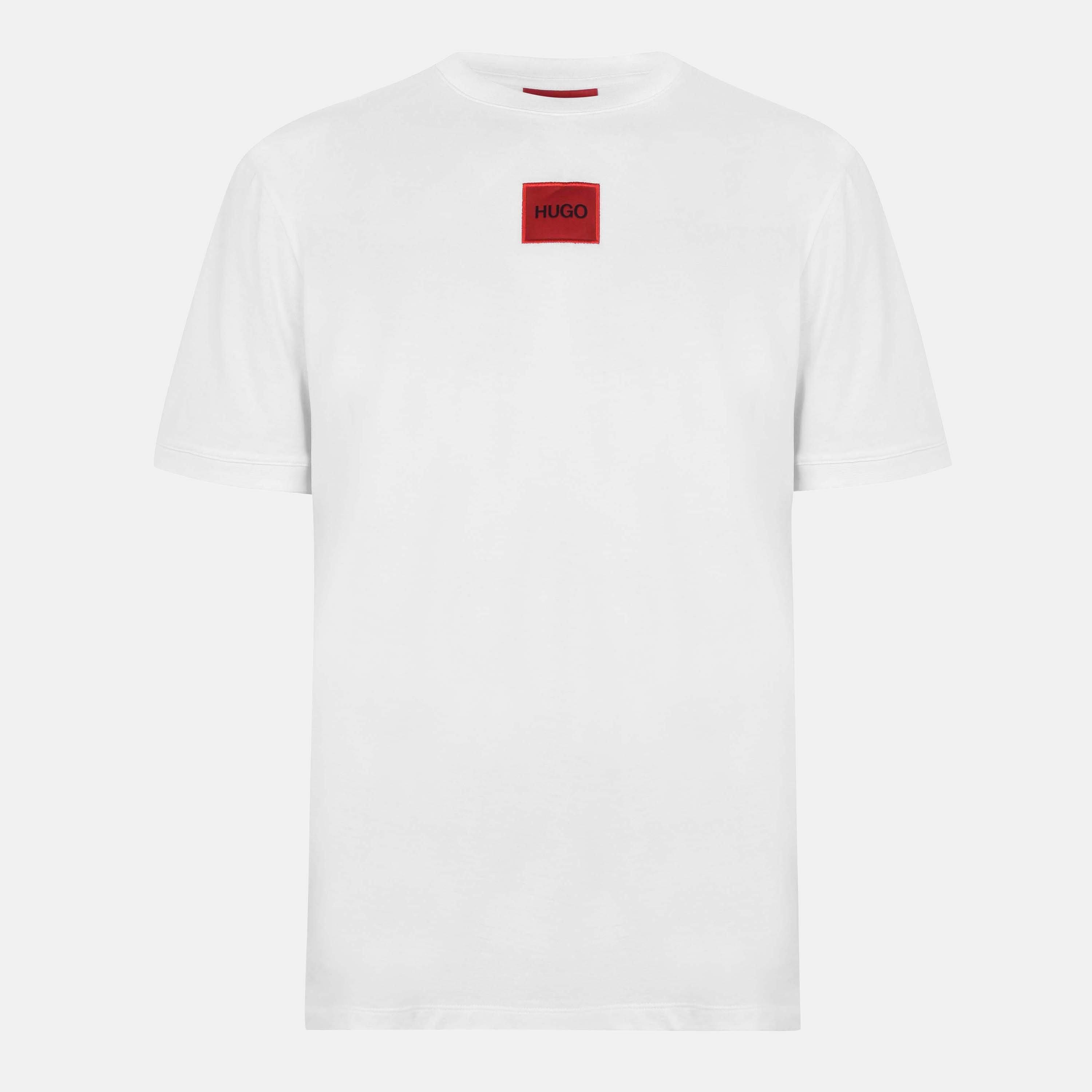 White 100 - Hugo - Mens HUGO Diragolino Contemporary T-Shirt with Logo Detail - 1
