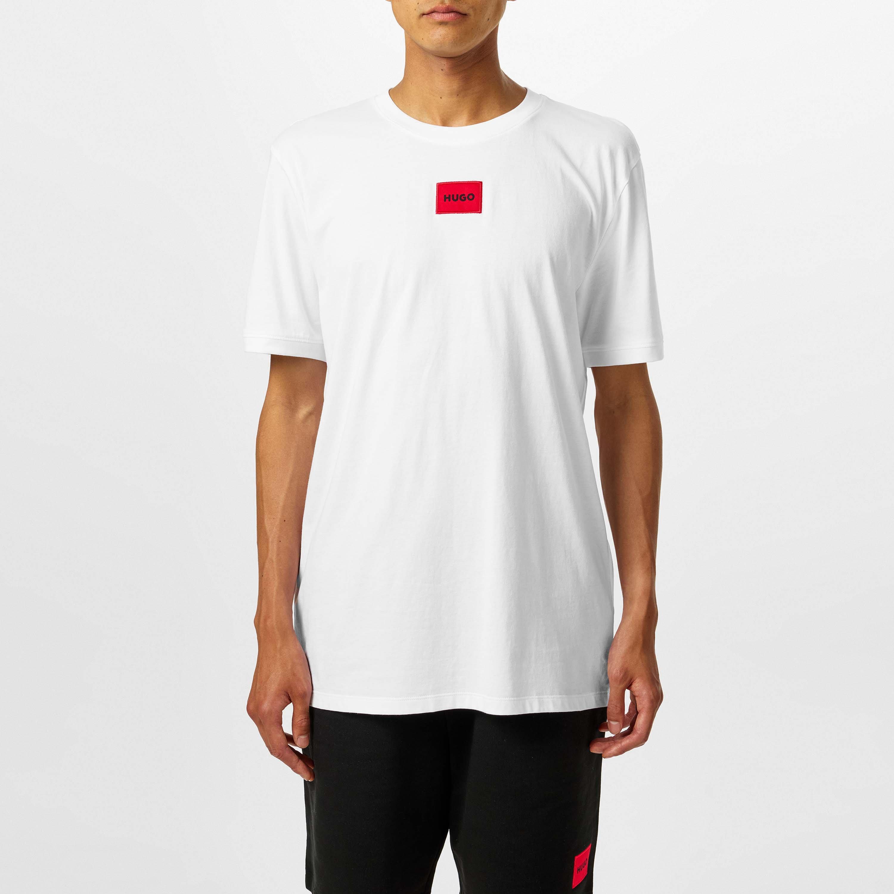 White 100 - Hugo - Mens HUGO Diragolino Contemporary T-Shirt with Logo Detail - 3