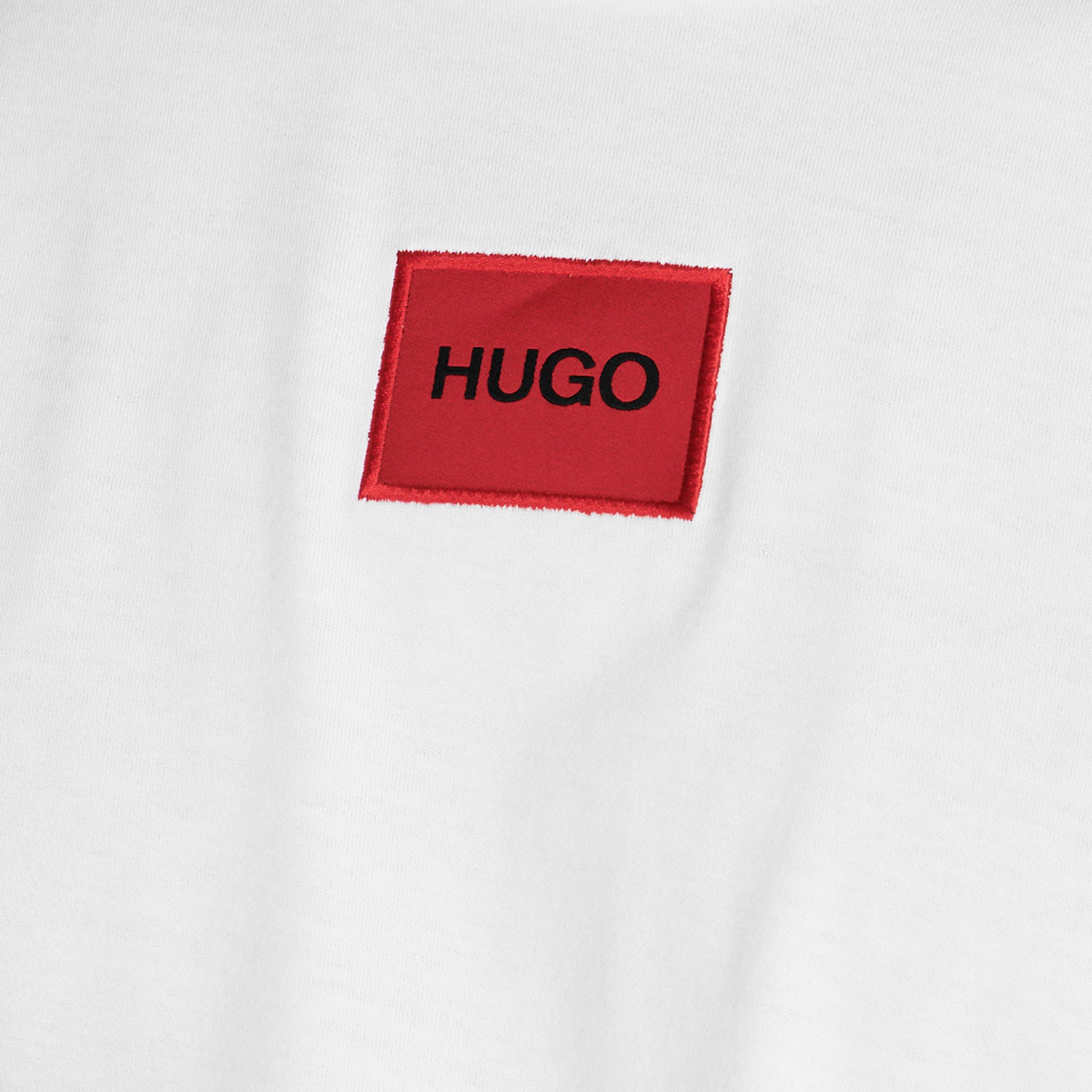 White 100 - Hugo - Mens HUGO Diragolino Contemporary T-Shirt with Logo Detail - 5