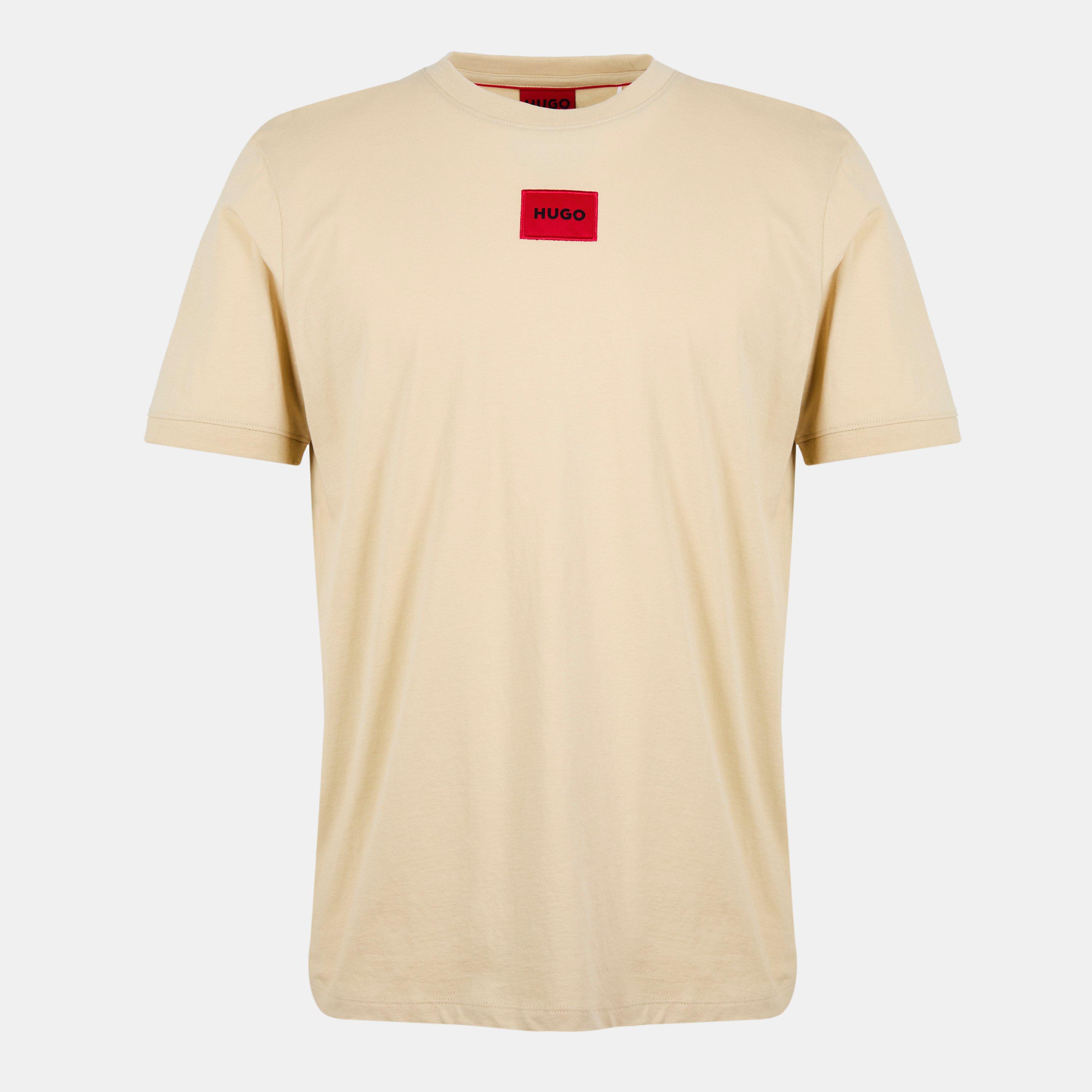 Hugo Mens HUGO Diragolino Contemporary T-Shirt with Logo Detail - Open Beige 285 - M
