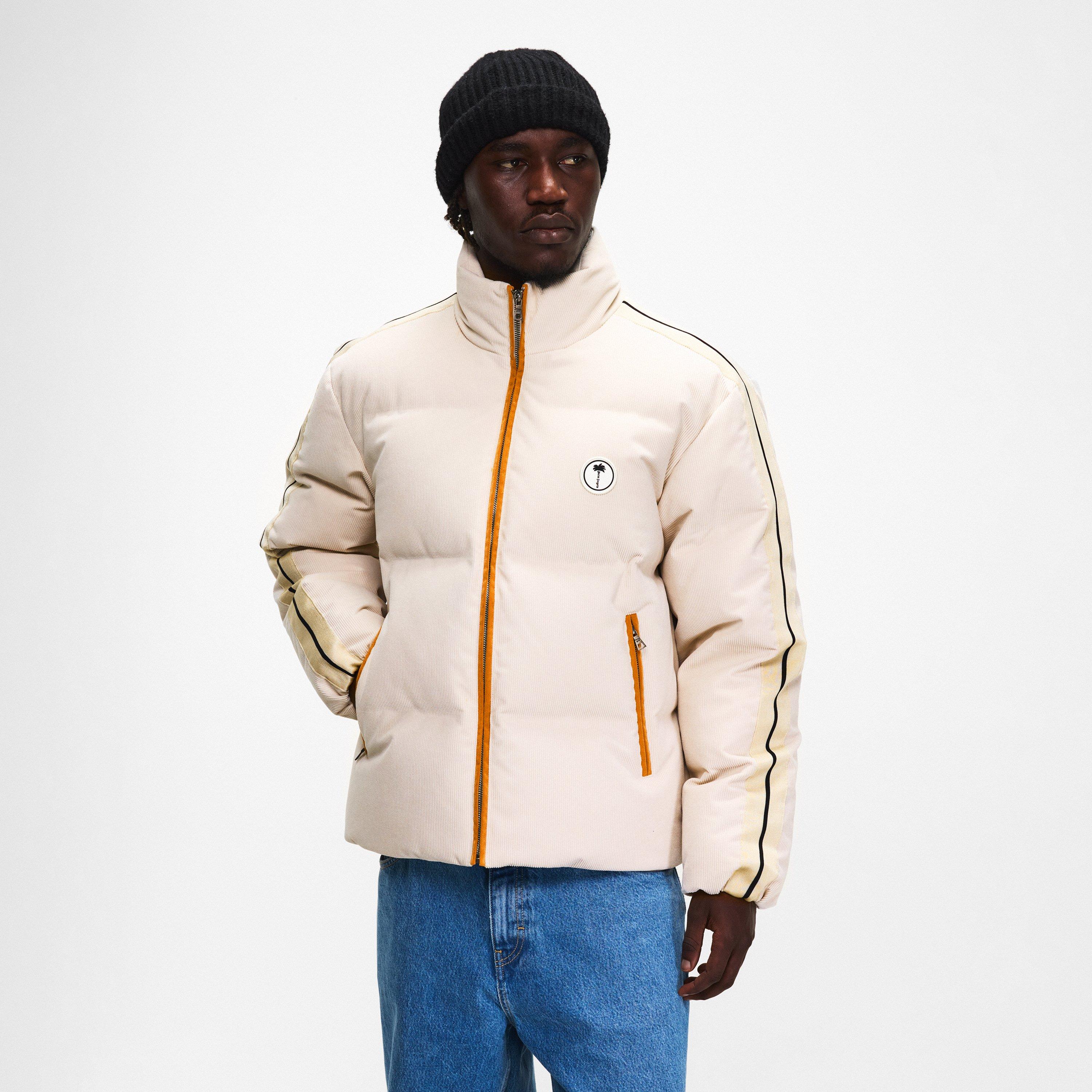 Ivory/Off White - Palm Angels - Men's Tree Logo Corduroy Down Short Puffer Jacket - 3