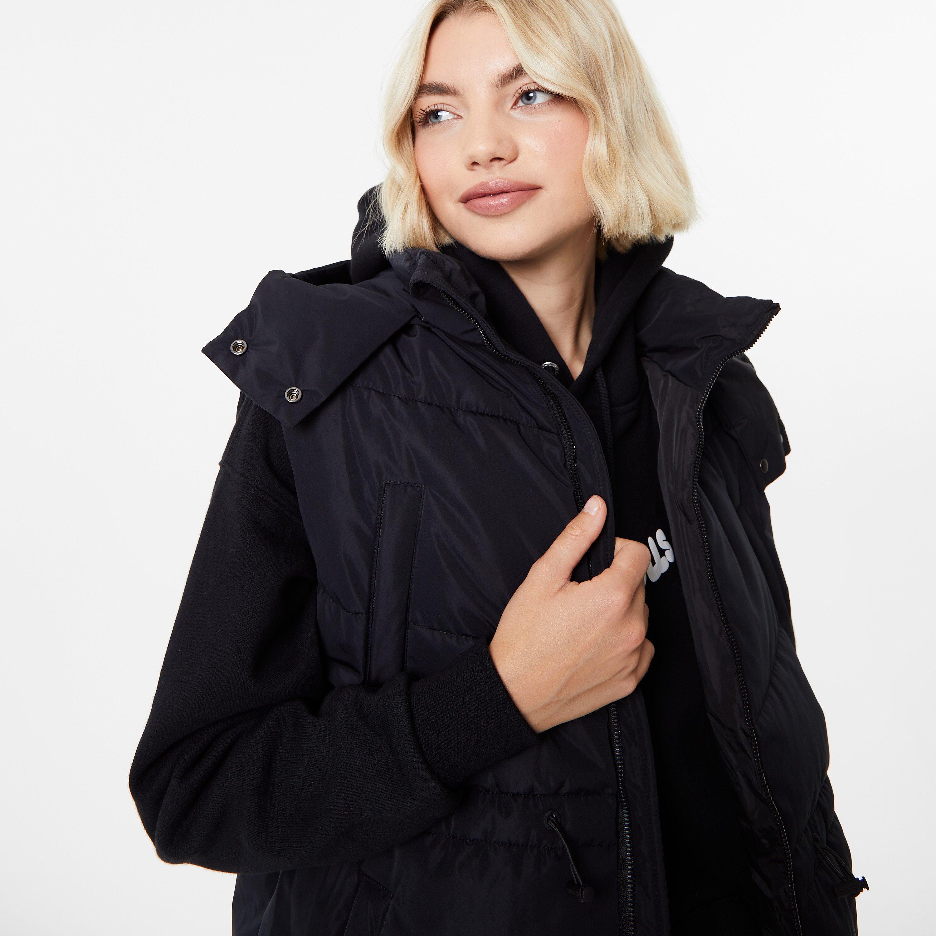 Schwarz - Jack Wills - Bungee Waist Padded Hooded Oversized Gilet - 3