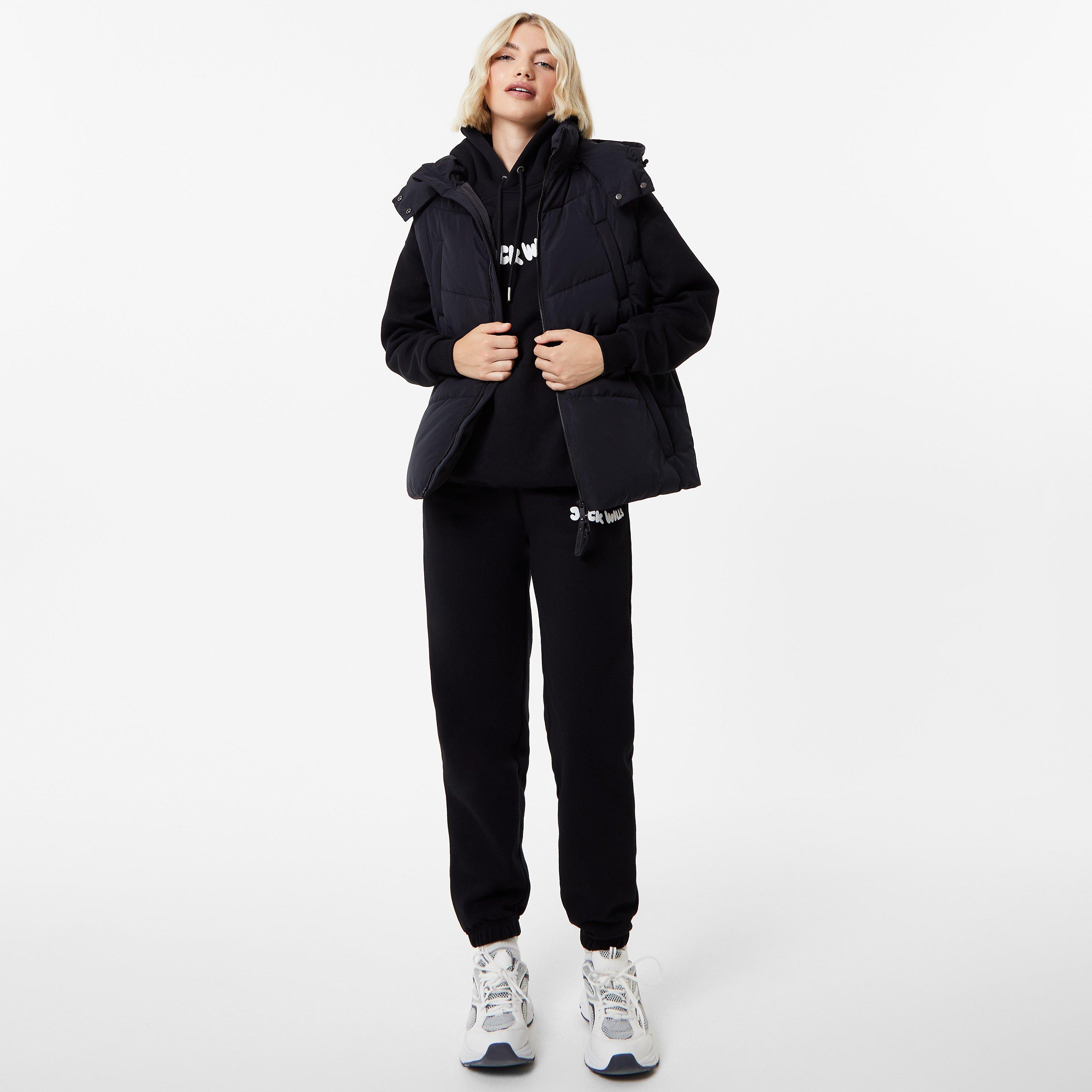 Schwarz - Jack Wills - Bungee Waist Padded Hooded Oversized Gilet - 4