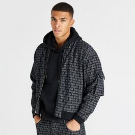 SikSilk Denim Bomber Jacket Mens