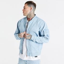 SikSilk Denim Bomber Jacket Mens