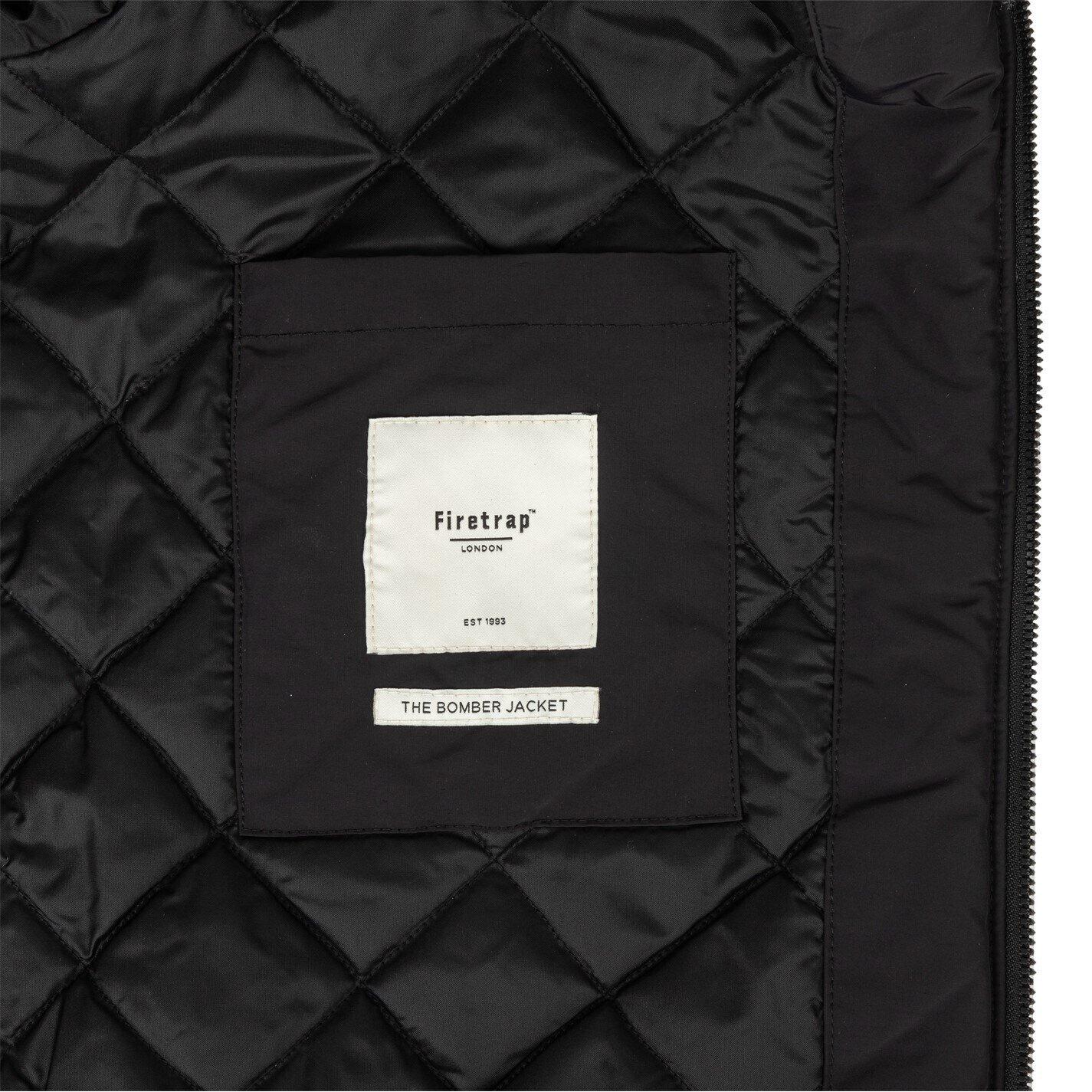 Black - Firetrap - Padded Long Sleeve Bomber Jacket - 6