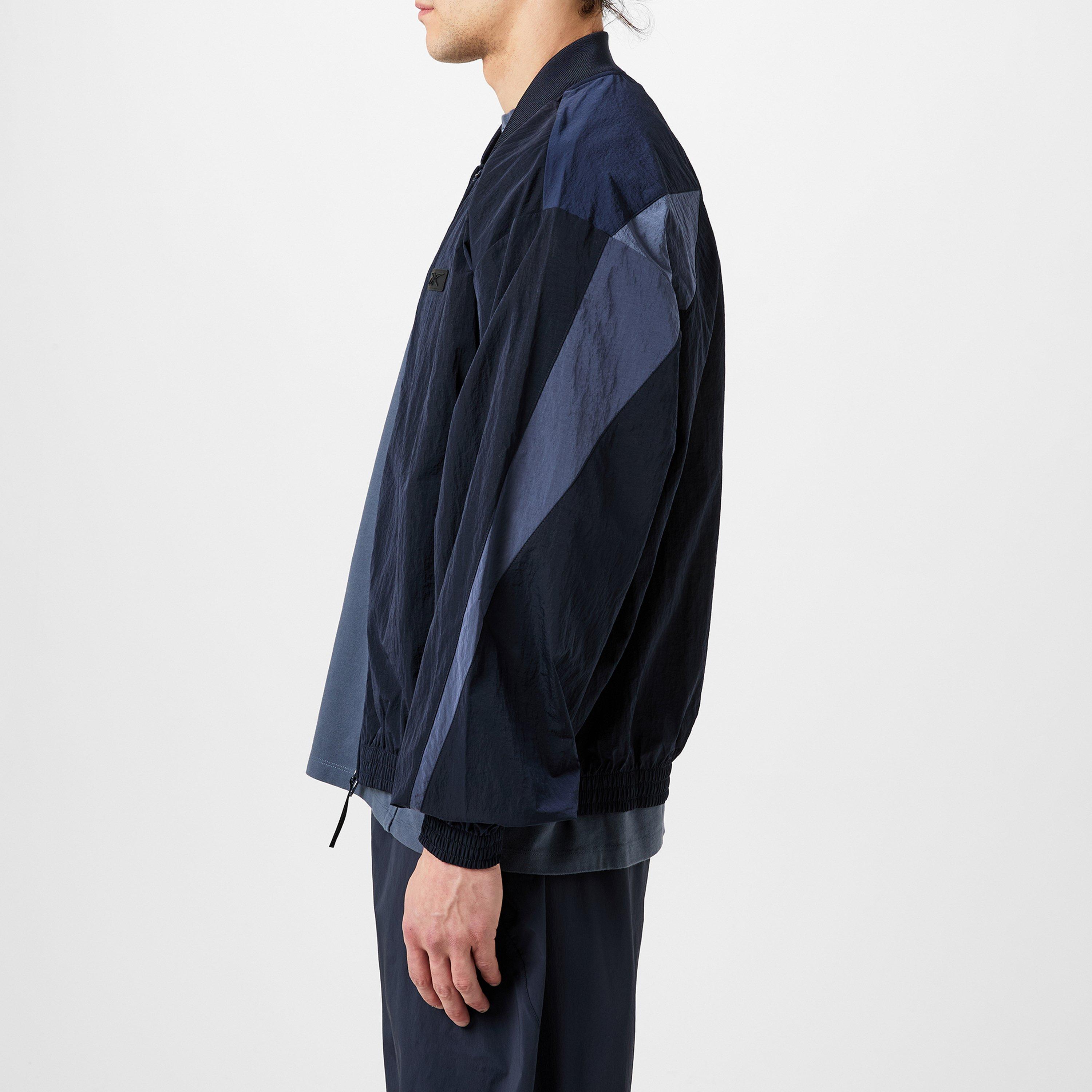 Navy - Reebok - Men's Pannelled Crinkle Stand Collar Long Sleeve Bomber Jacket - 2