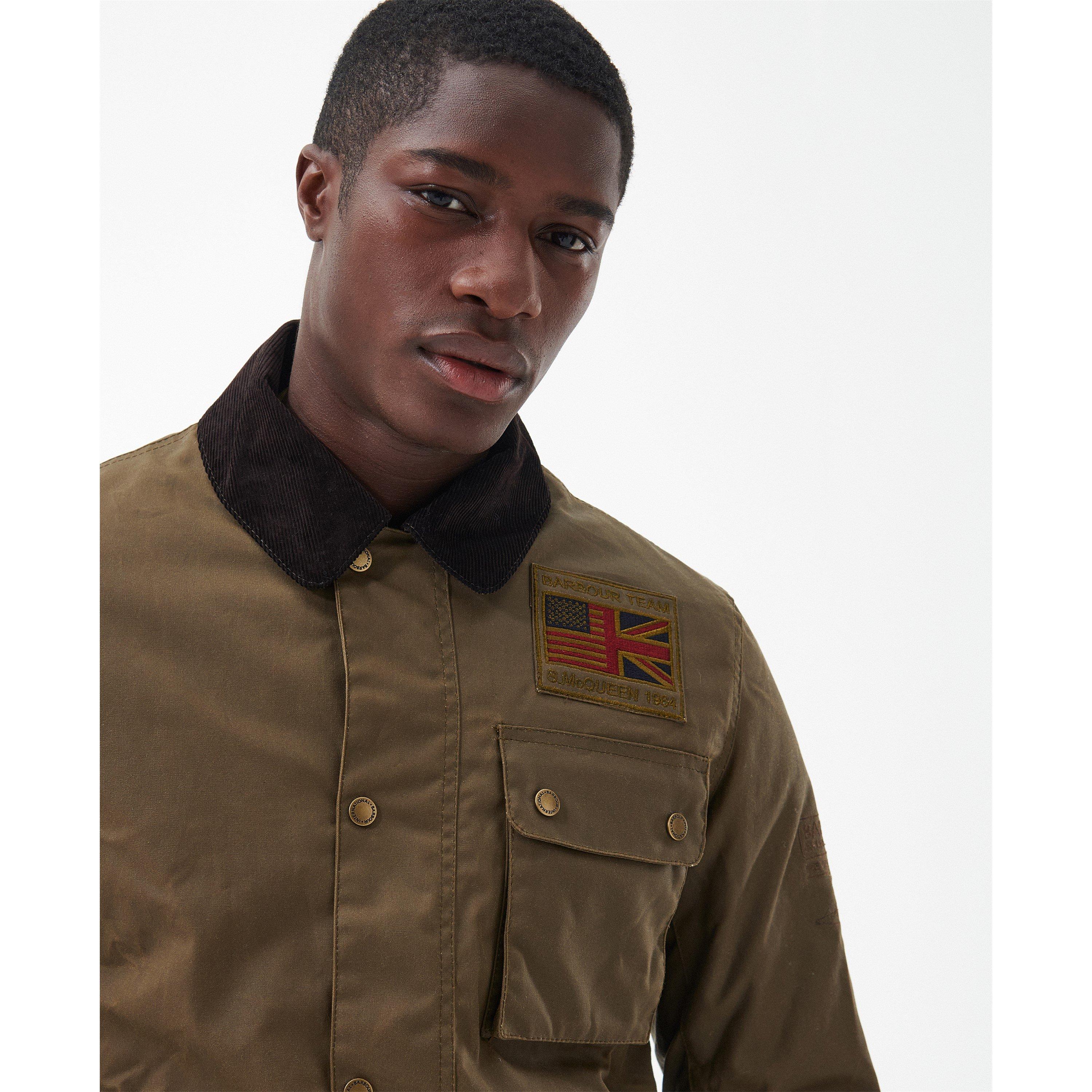 Sand SN32 - Barbour International - Men's Steve McQueen Workers Tailored-Fit Wax Jacket - 4