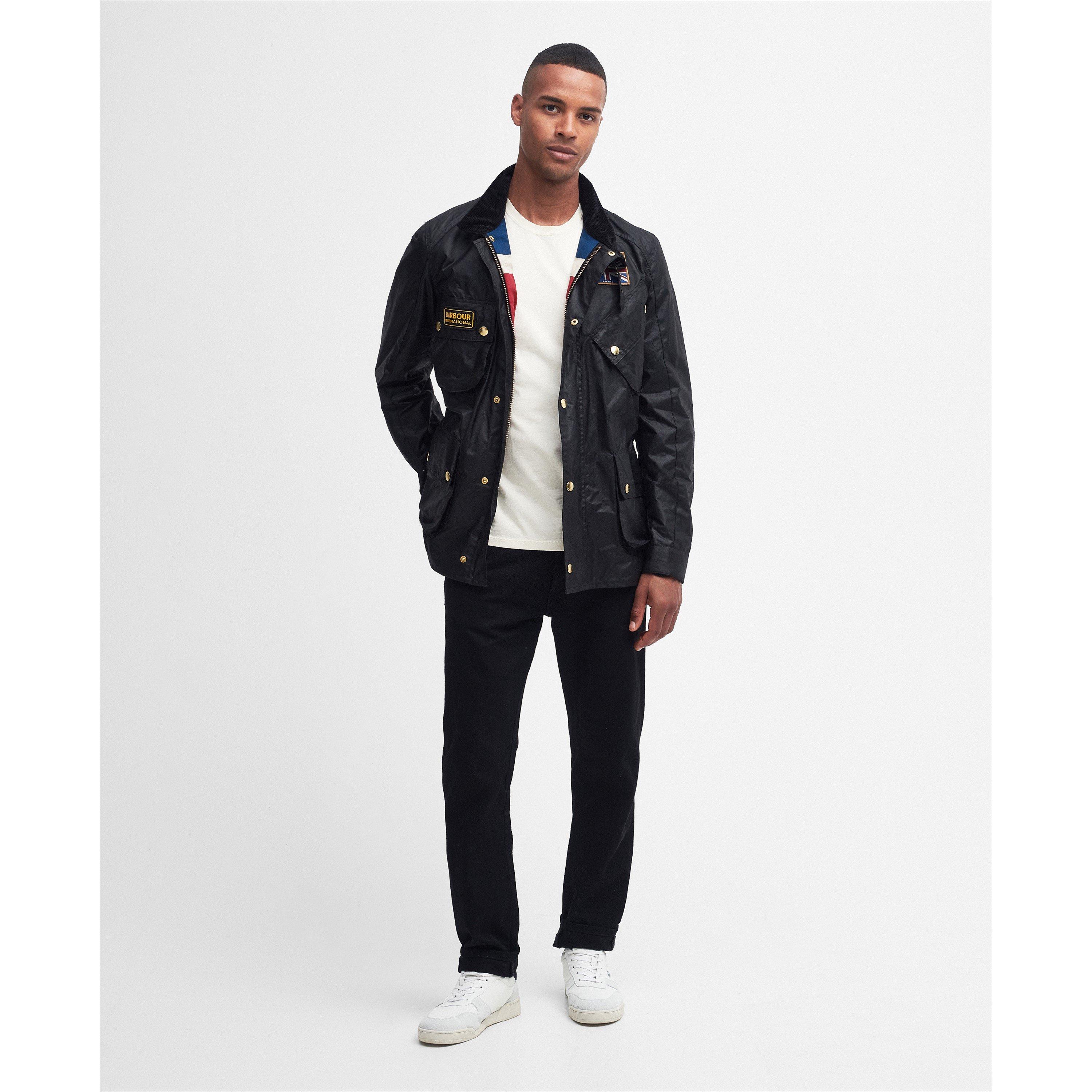 Black BK91 - Barbour International - Union Jack Waxed Jacket - 9