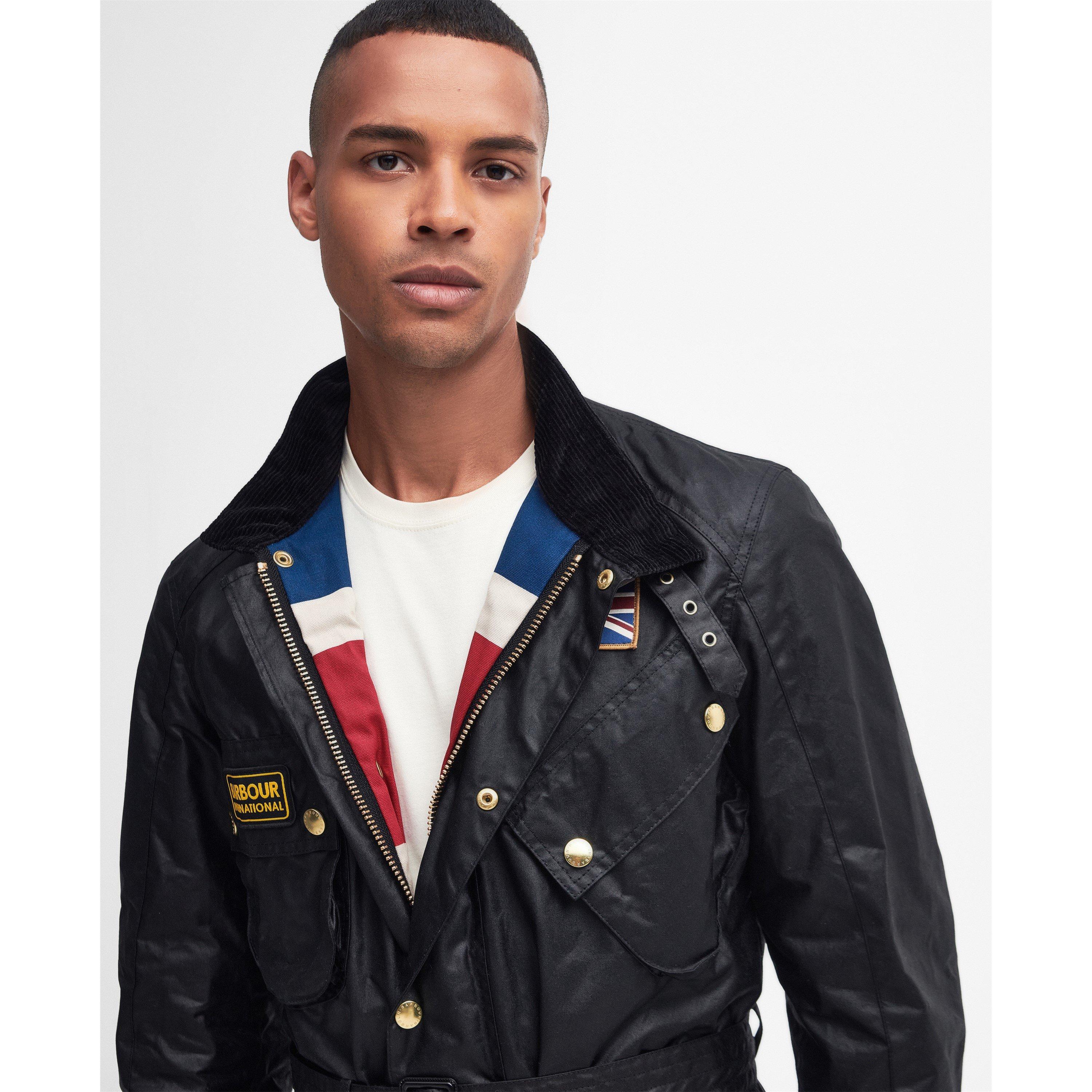 Black BK91 - Barbour International - Union Jack Waxed Jacket - 5