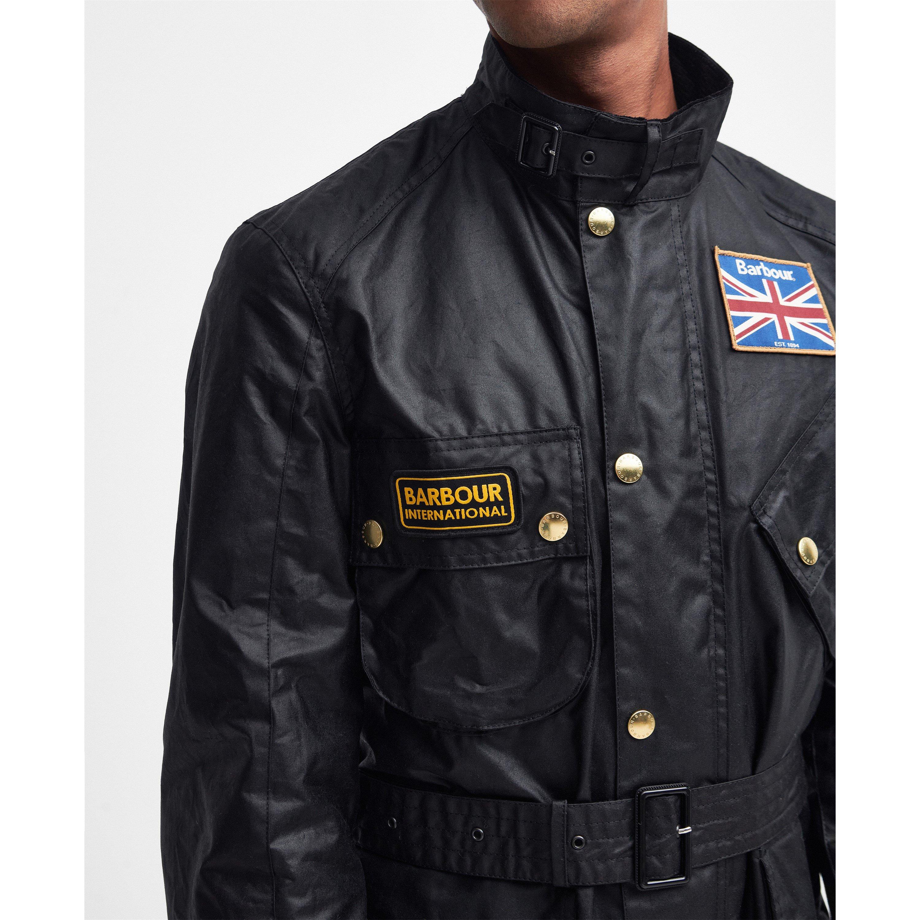 Black BK91 - Barbour International - Union Jack Waxed Jacket - 8