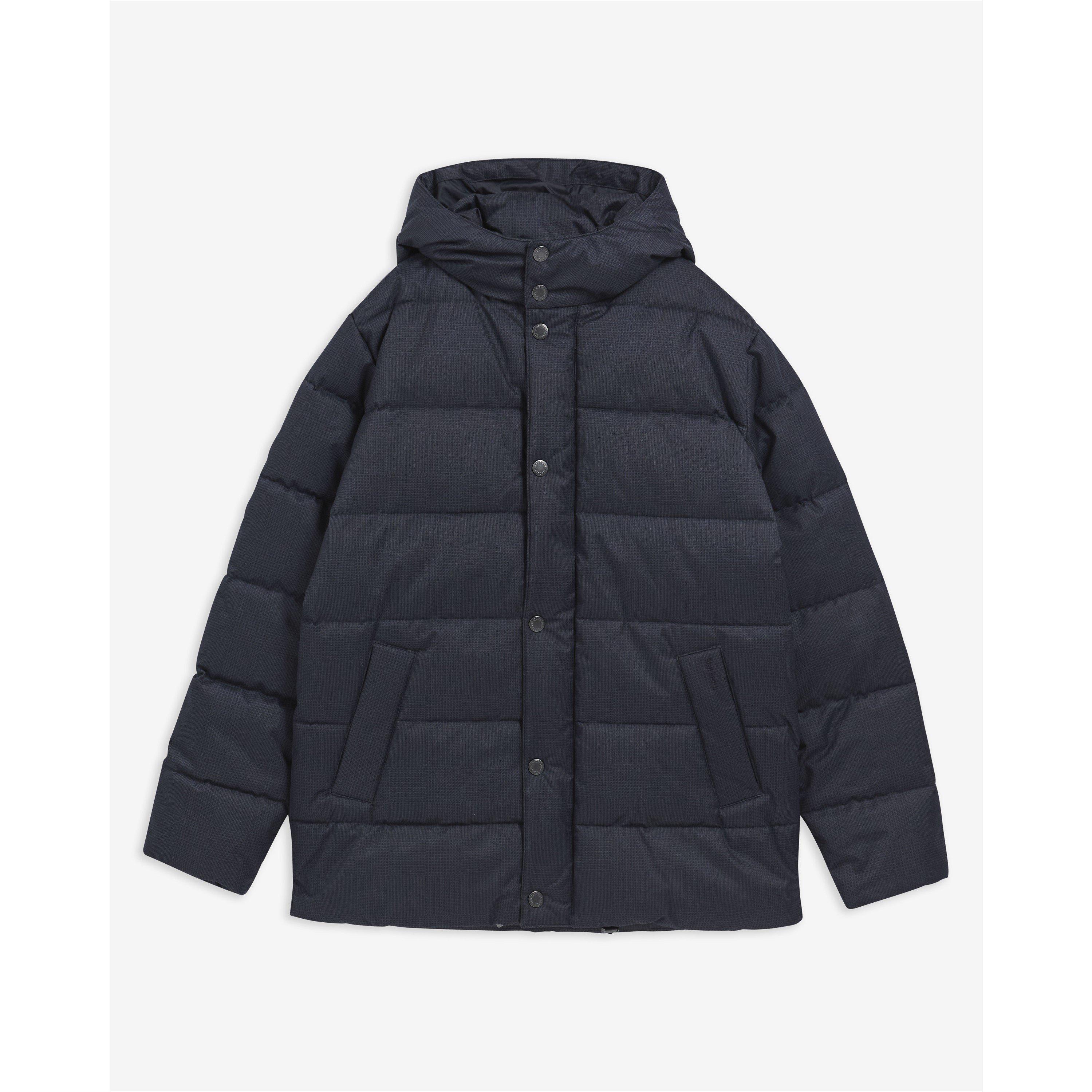 Navy NY43 - Barbour - Men's Emble Modern Heritage Funnel-Neck Long Puffer Jacket - 9
