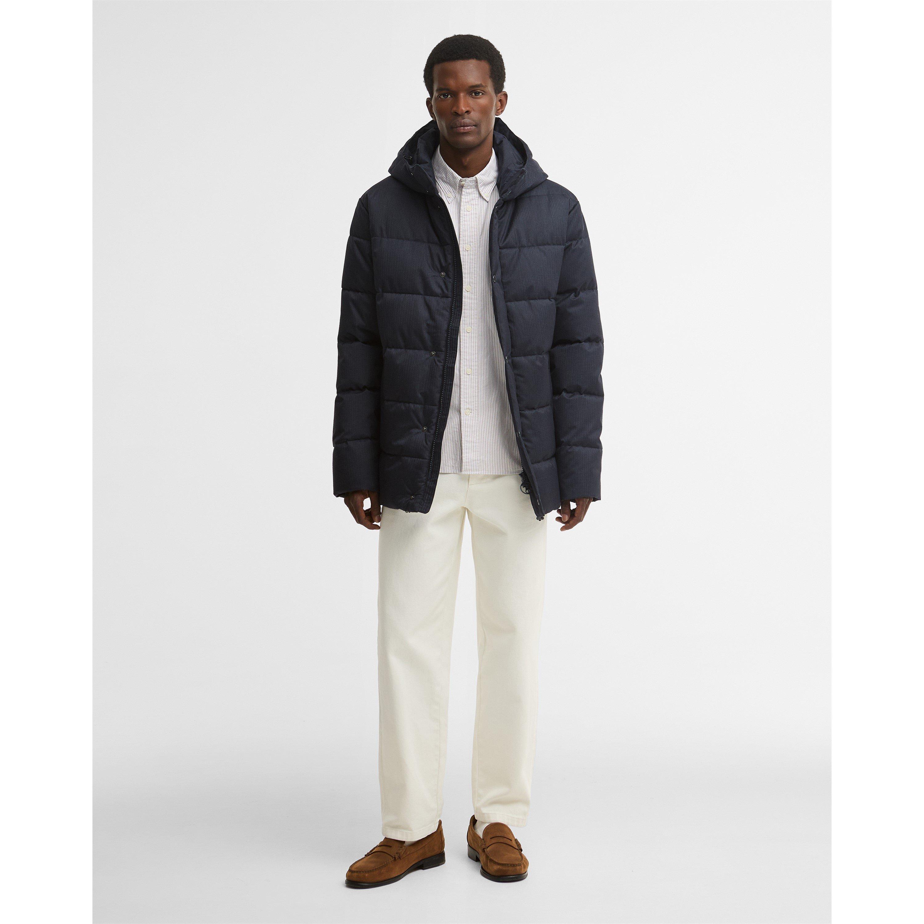 Navy NY43 - Barbour - Men's Emble Modern Heritage Funnel-Neck Long Puffer Jacket - 4
