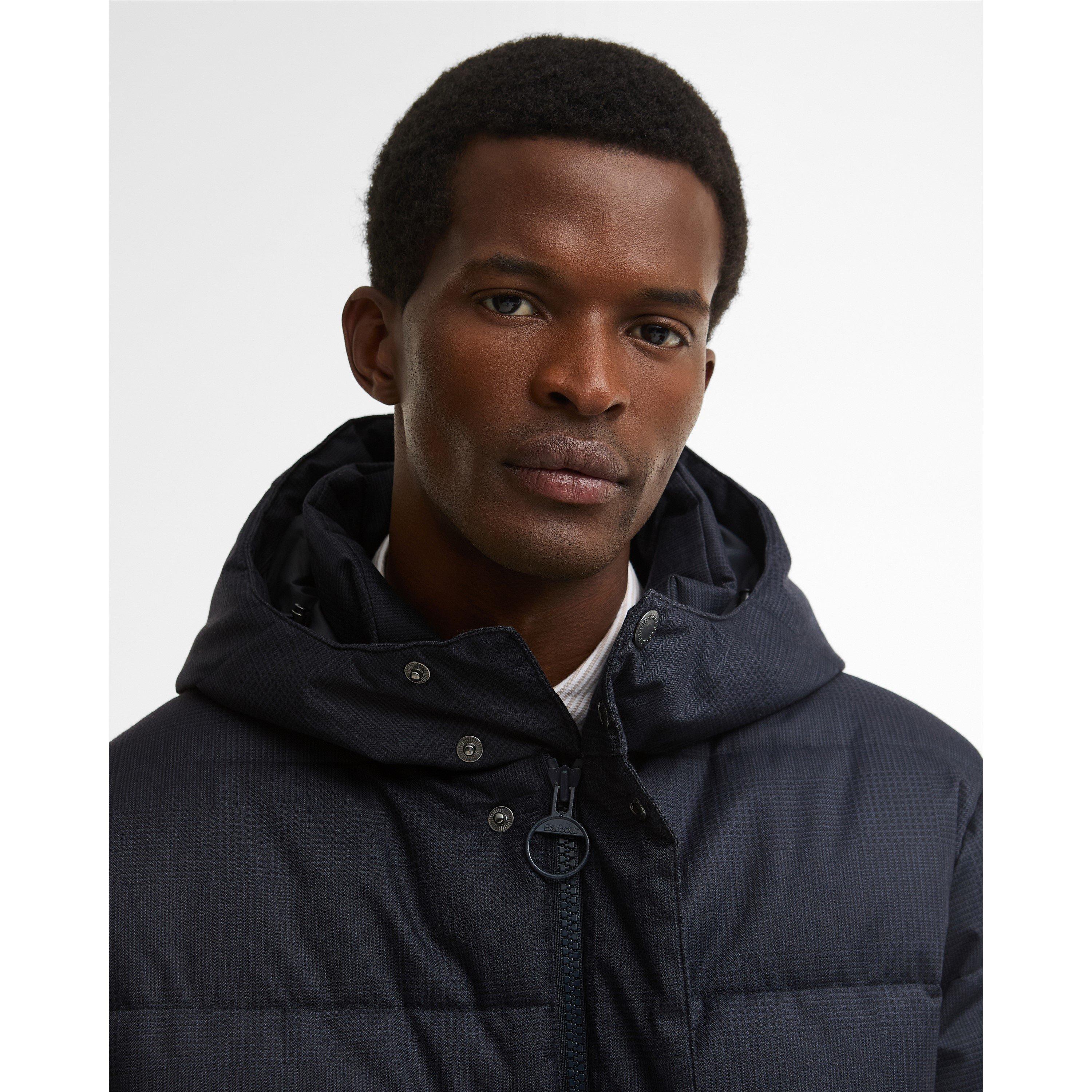 Navy NY43 - Barbour - Men's Emble Modern Heritage Funnel-Neck Long Puffer Jacket - 7