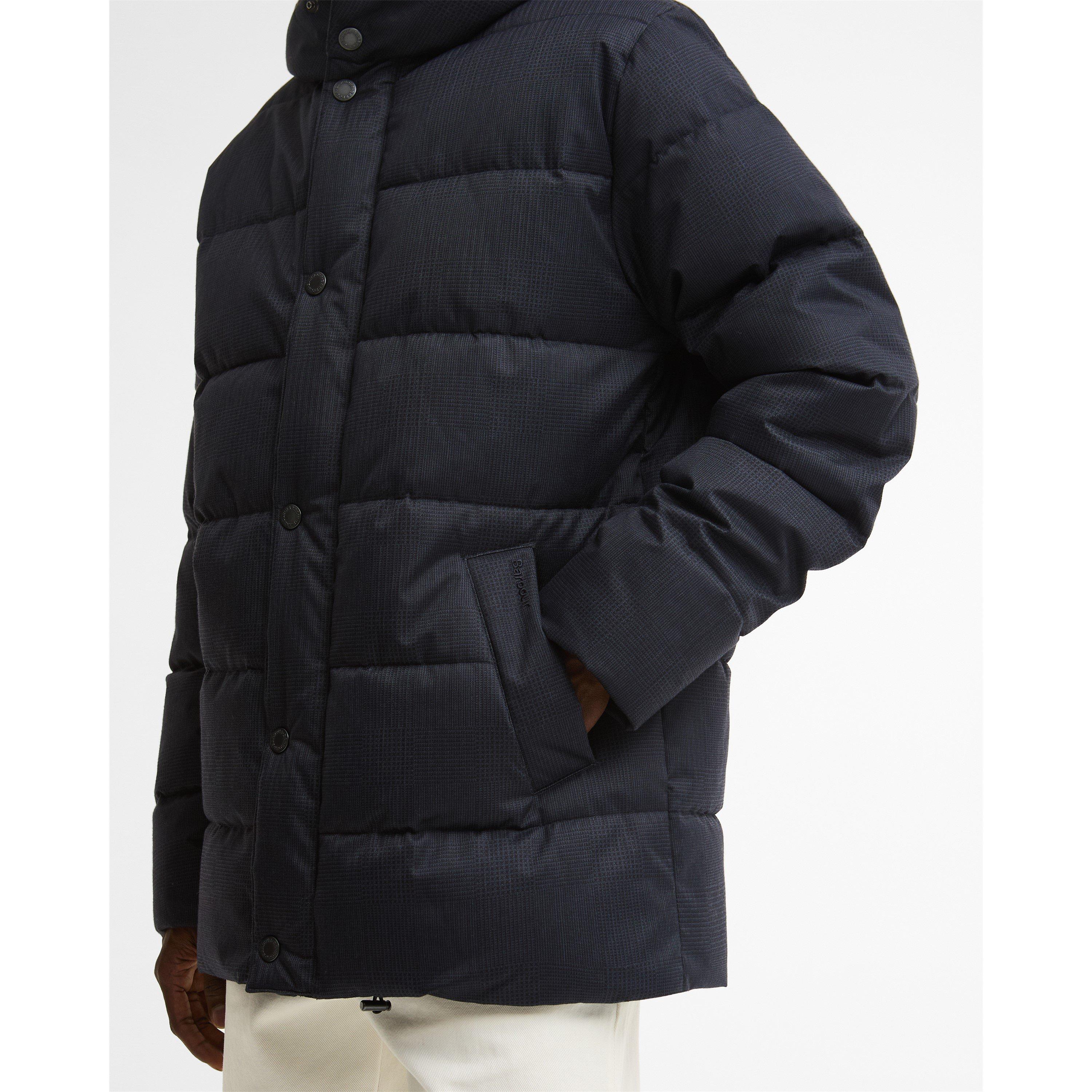 Navy NY43 - Barbour - Men's Emble Modern Heritage Funnel-Neck Long Puffer Jacket - 8