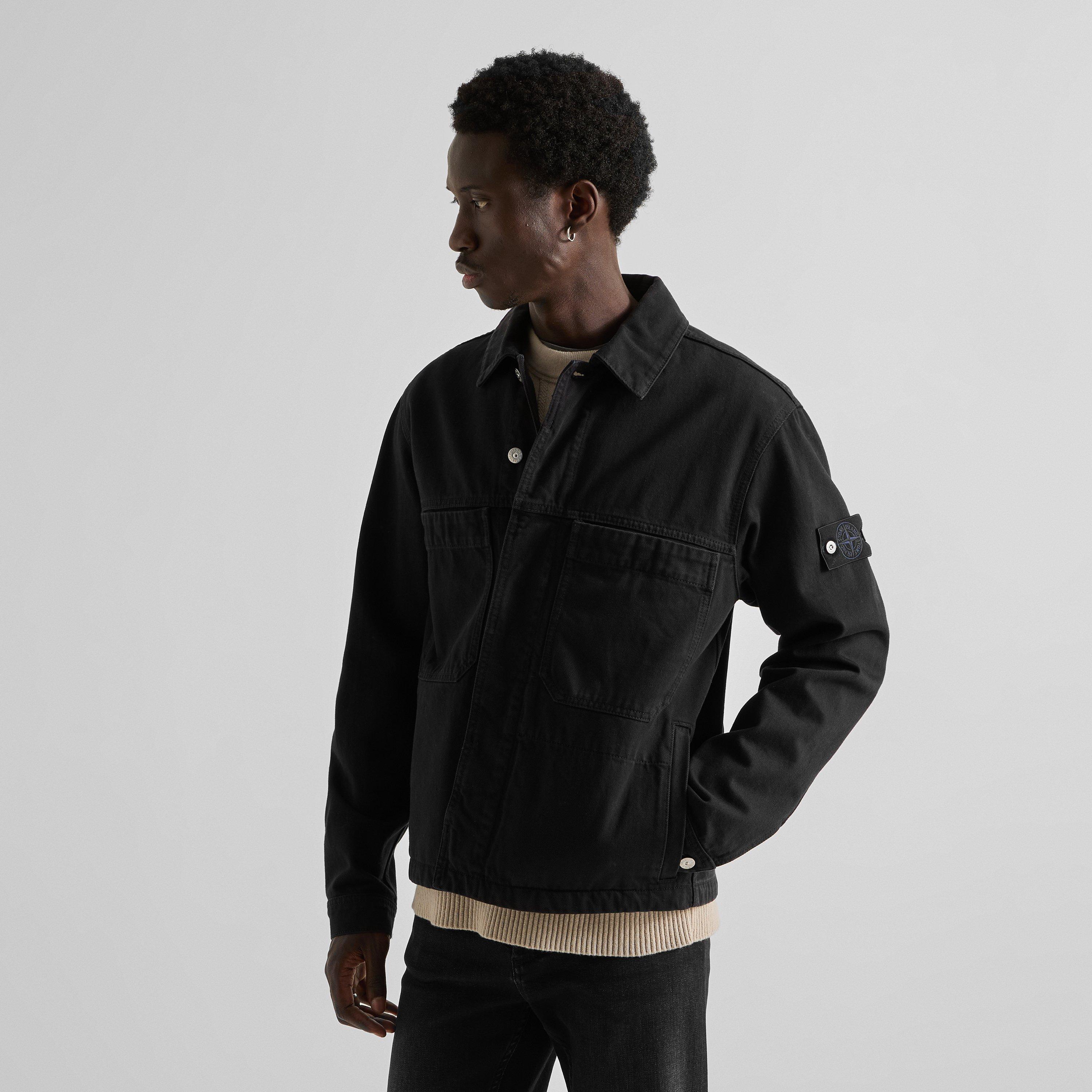 Black V0029 - Stone Island - Men's Denim Research Biker Jacket - 3