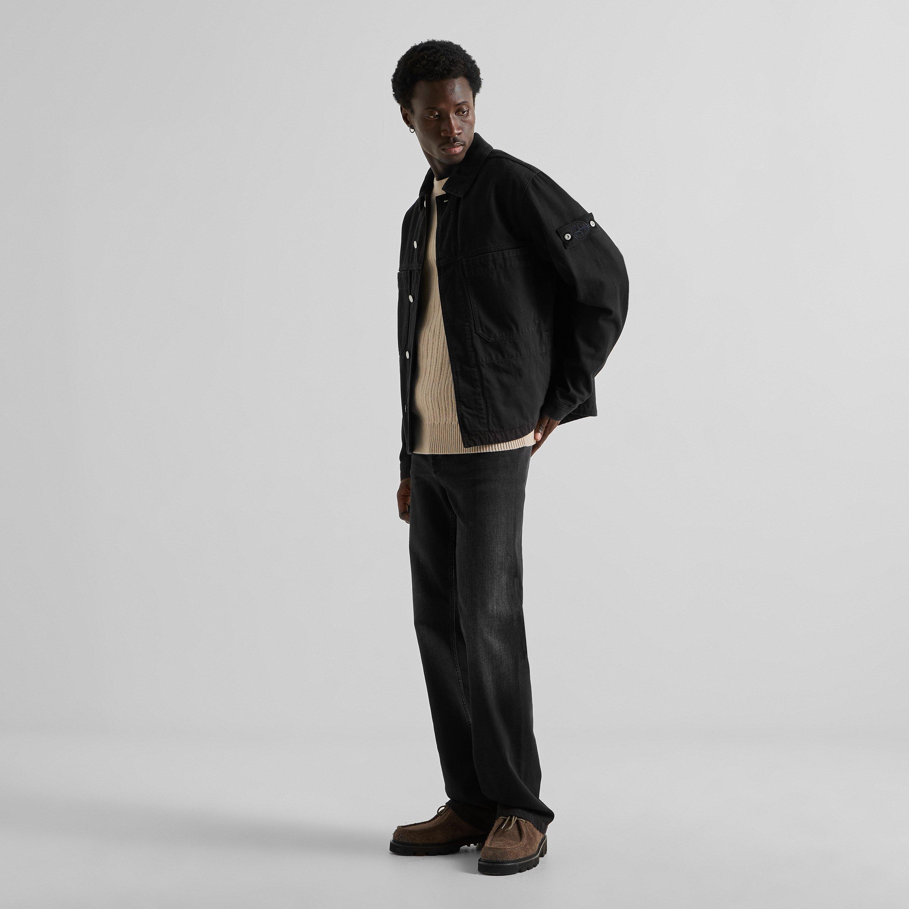Black V0029 - Stone Island - Men's Denim Research Biker Jacket - 6
