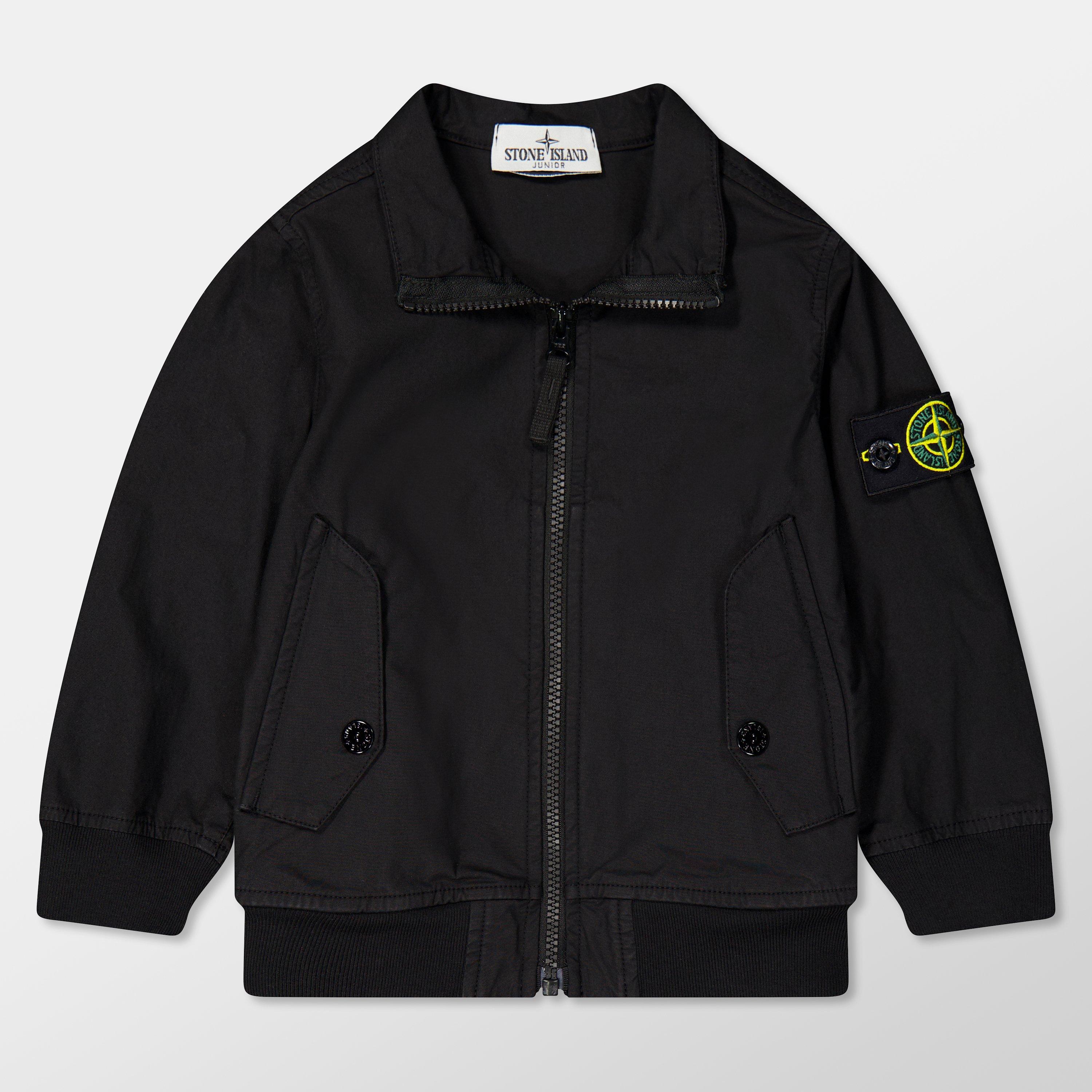 Black V0029 - Stone Island - Kids' Cotton Long Sleeve Bomber Jacket - 1